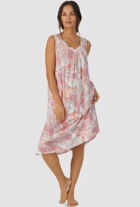 Coral Paisley Sleeveless Ballet Nightgown