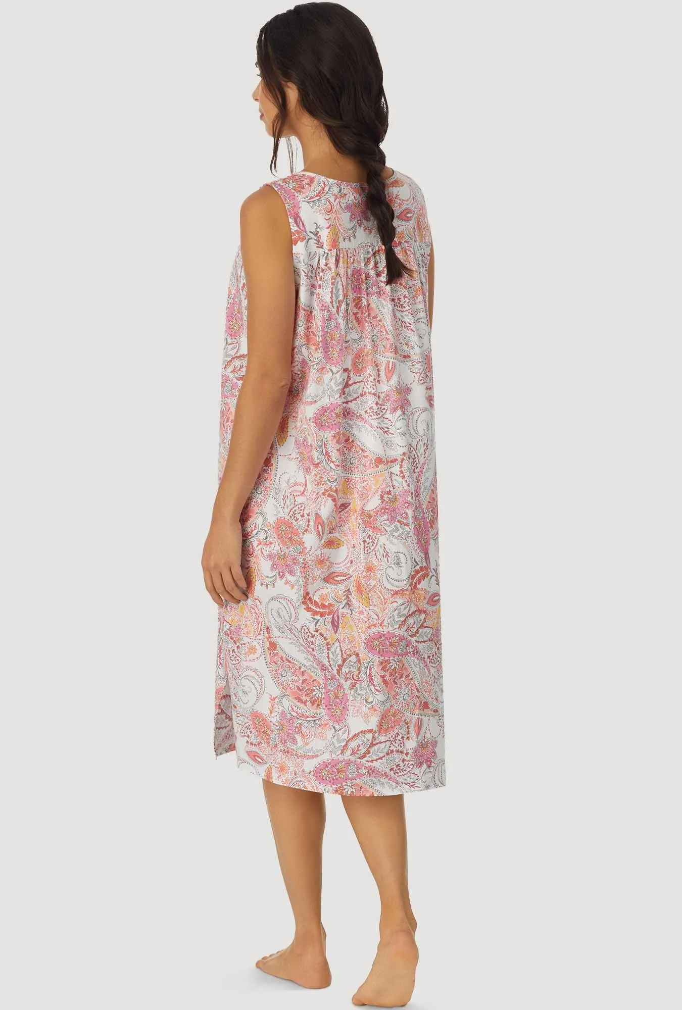 Coral Paisley Sleeveless Ballet Nightgown