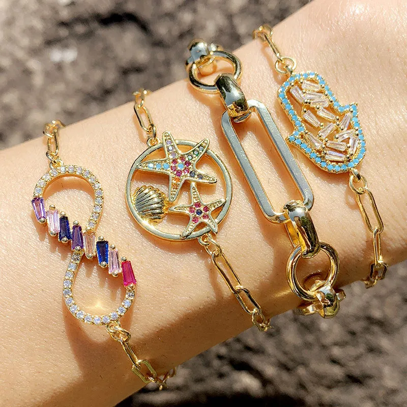 Crystal Beaded Diamond Studded Rainbow Bracelet - Infinity sign - Rainbow