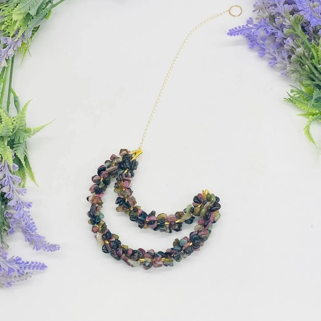 Crystal Sun catcher,  Crescent Moon Hanging, Hand Wired Tourmaline Moon Hanging, Home Decor, Wall Hanging, Protection Crystal , Gift for her