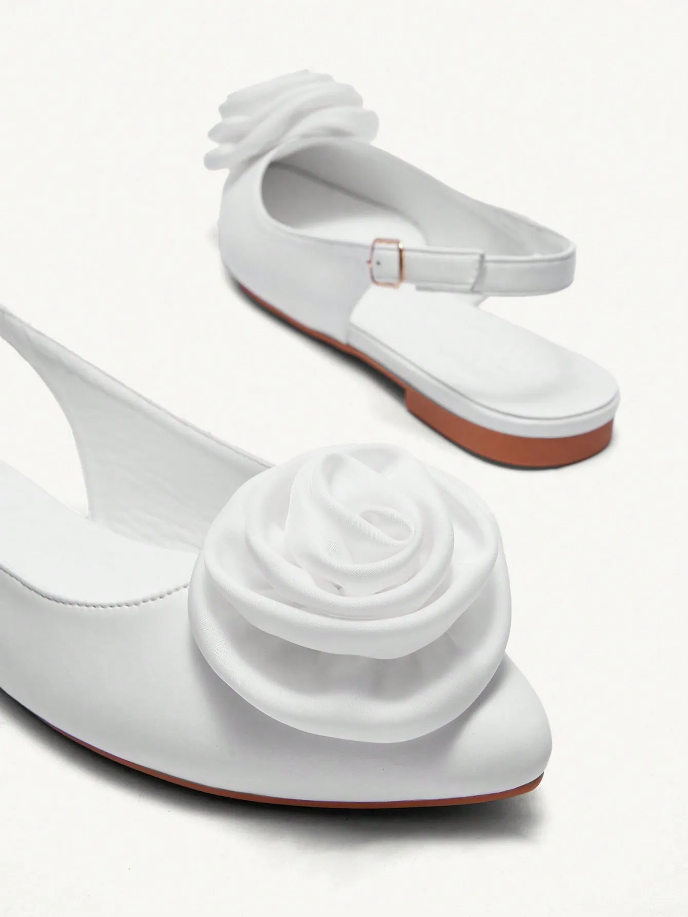 CUCCOO CHICEST Comfortable Pointed Toe Rose Floral Design Hollow-Out Flat Shoes, Elegant & Simple Women's Slip-On Shoes