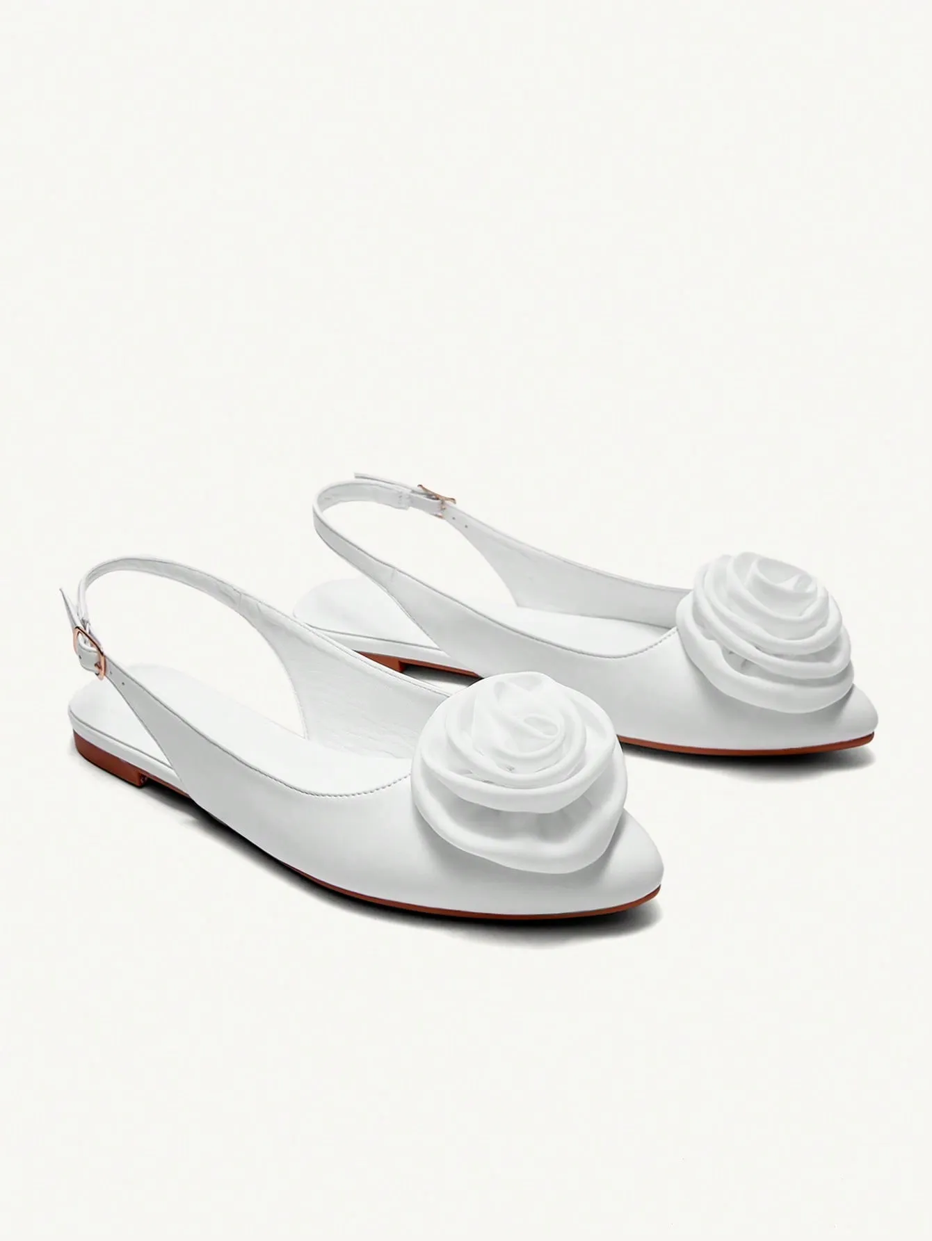 CUCCOO CHICEST Comfortable Pointed Toe Rose Floral Design Hollow-Out Flat Shoes, Elegant & Simple Women's Slip-On Shoes
