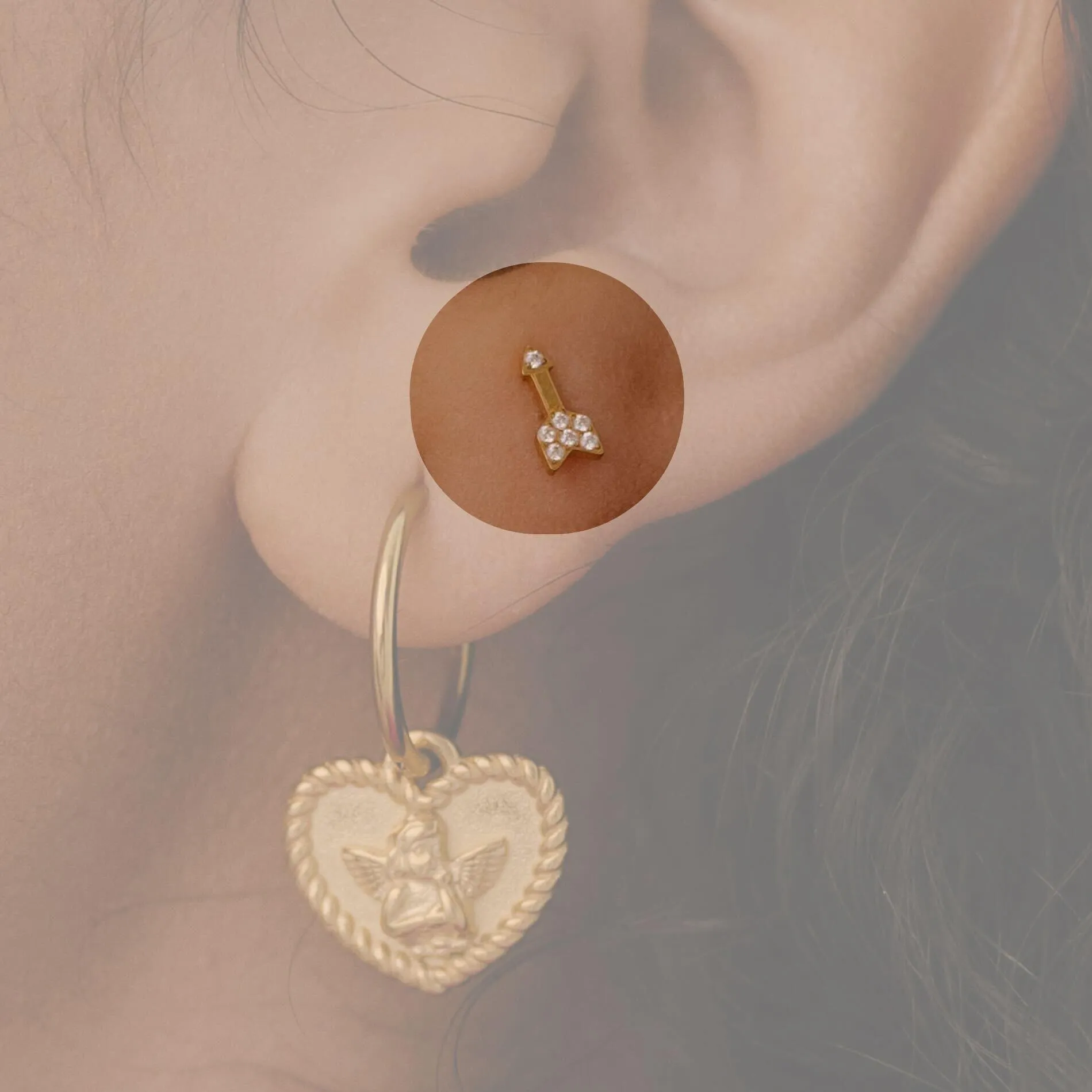 Cupid's Arrow Flat Back Stud