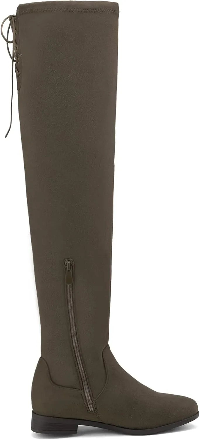 DREAM PAIRS Women's Over The Knee High Low Block Heel Riding Boots