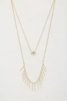 Eye Charm Layered Necklace - Rhodium