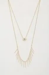 Eye Charm Layered Necklace - Rhodium