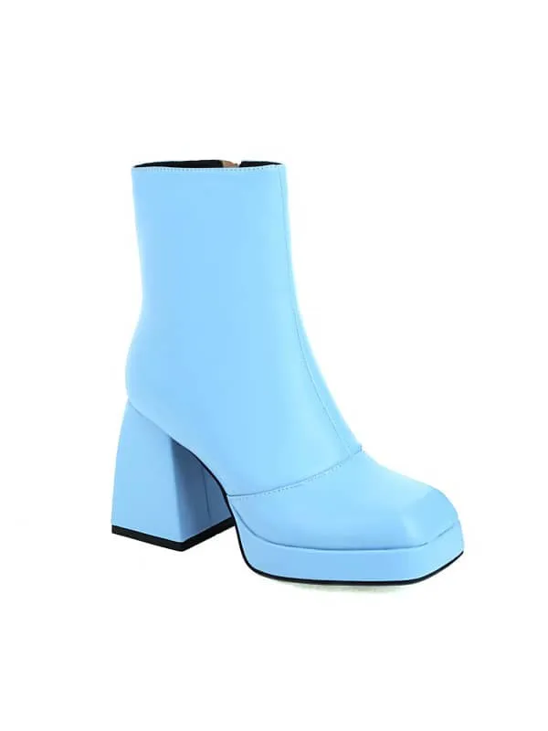 Fashion Casual Square Toe Platform Block Heel&Boots