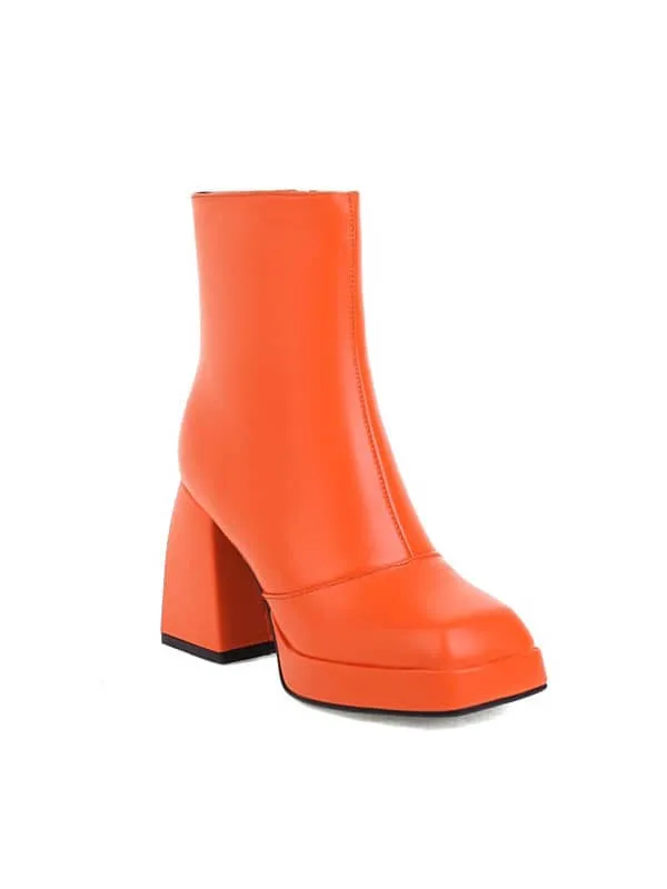 Fashion Casual Square Toe Platform Block Heel&Boots