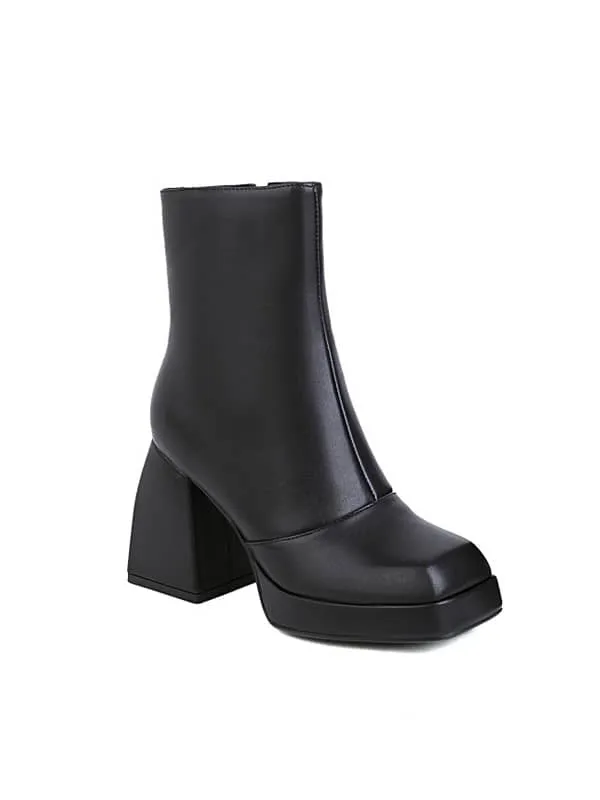 Fashion Casual Square Toe Platform Block Heel&Boots