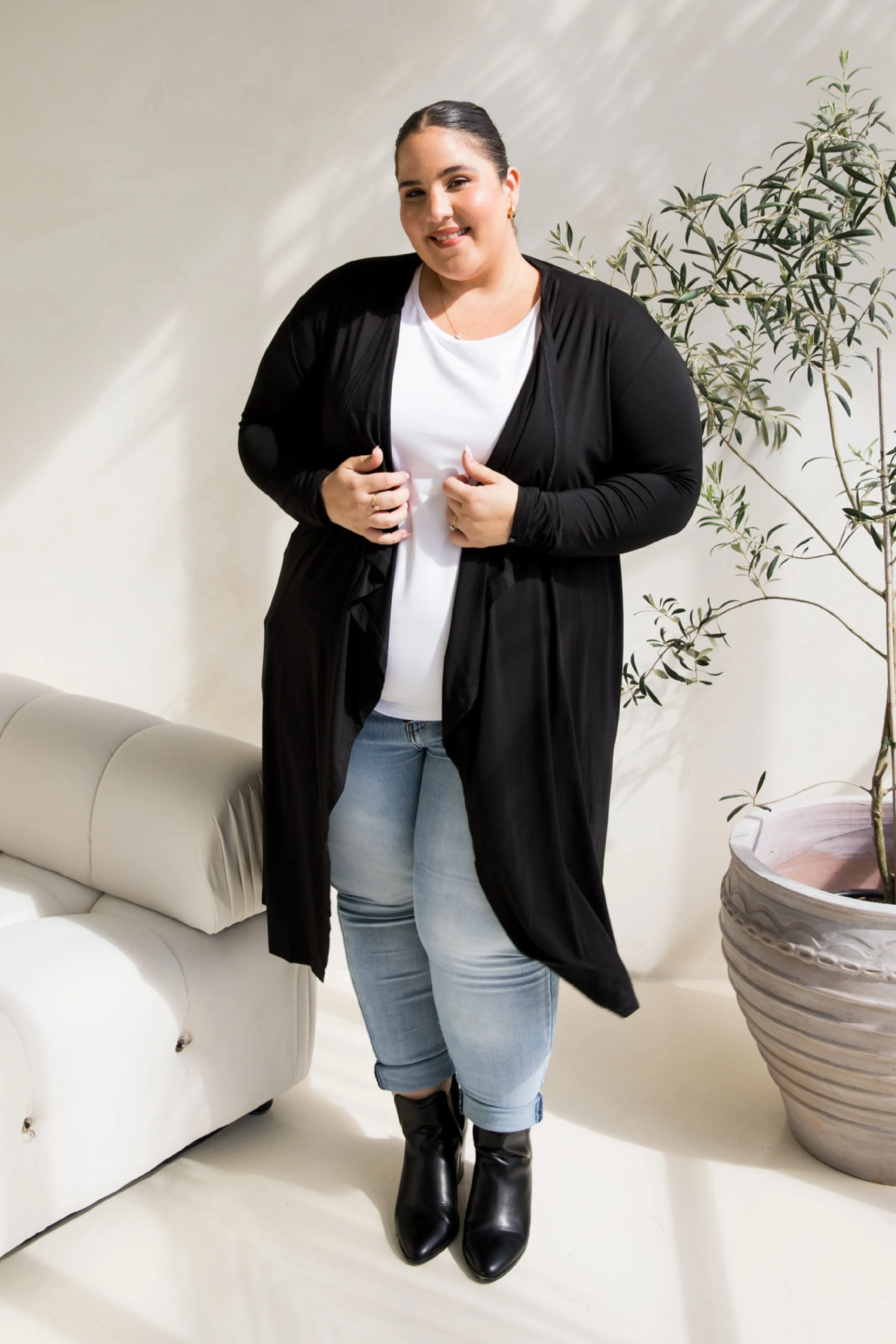 Flyaway Bamboo Cardigan in Black