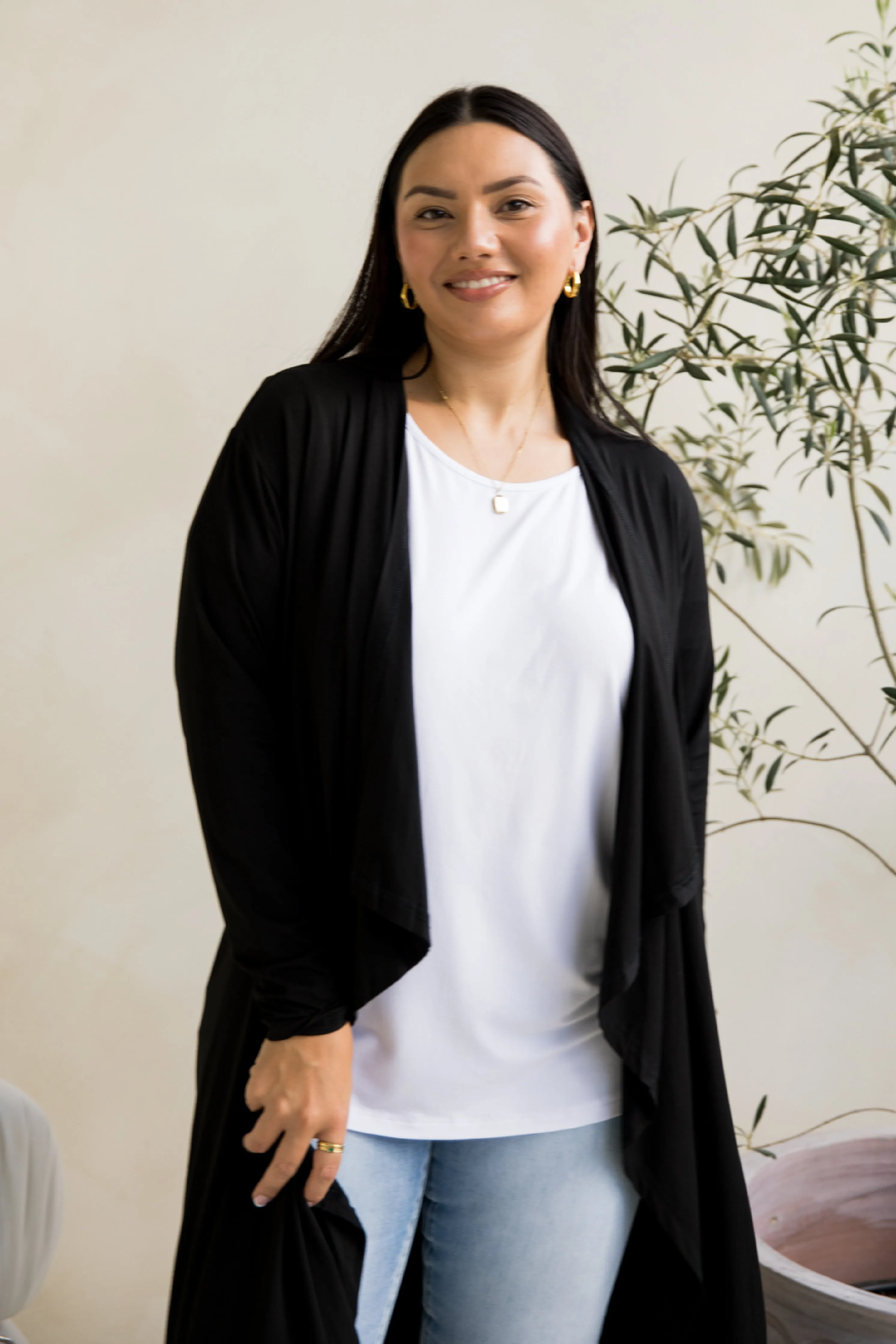 Flyaway Bamboo Cardigan in Black