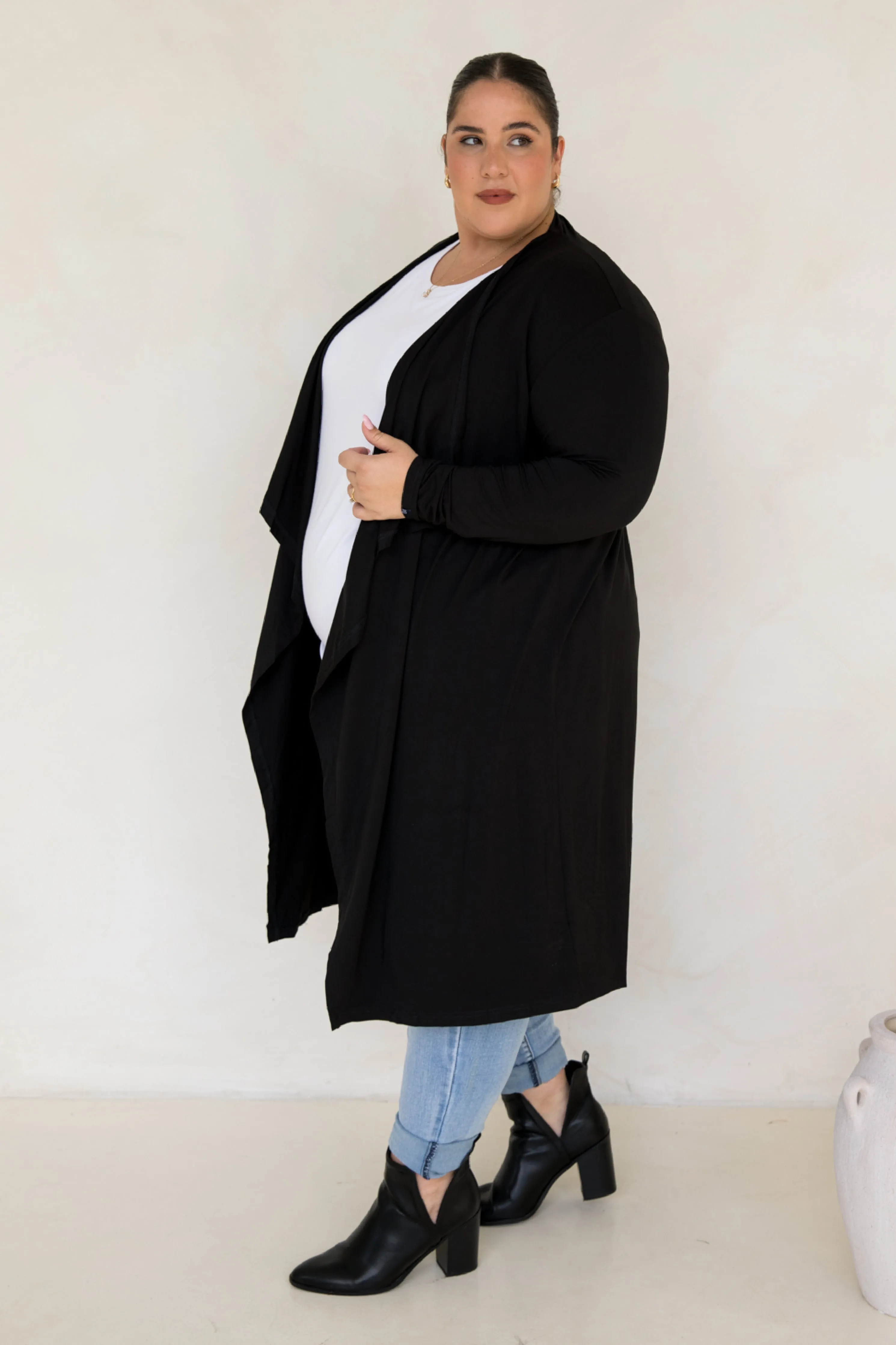Flyaway Bamboo Cardigan in Black