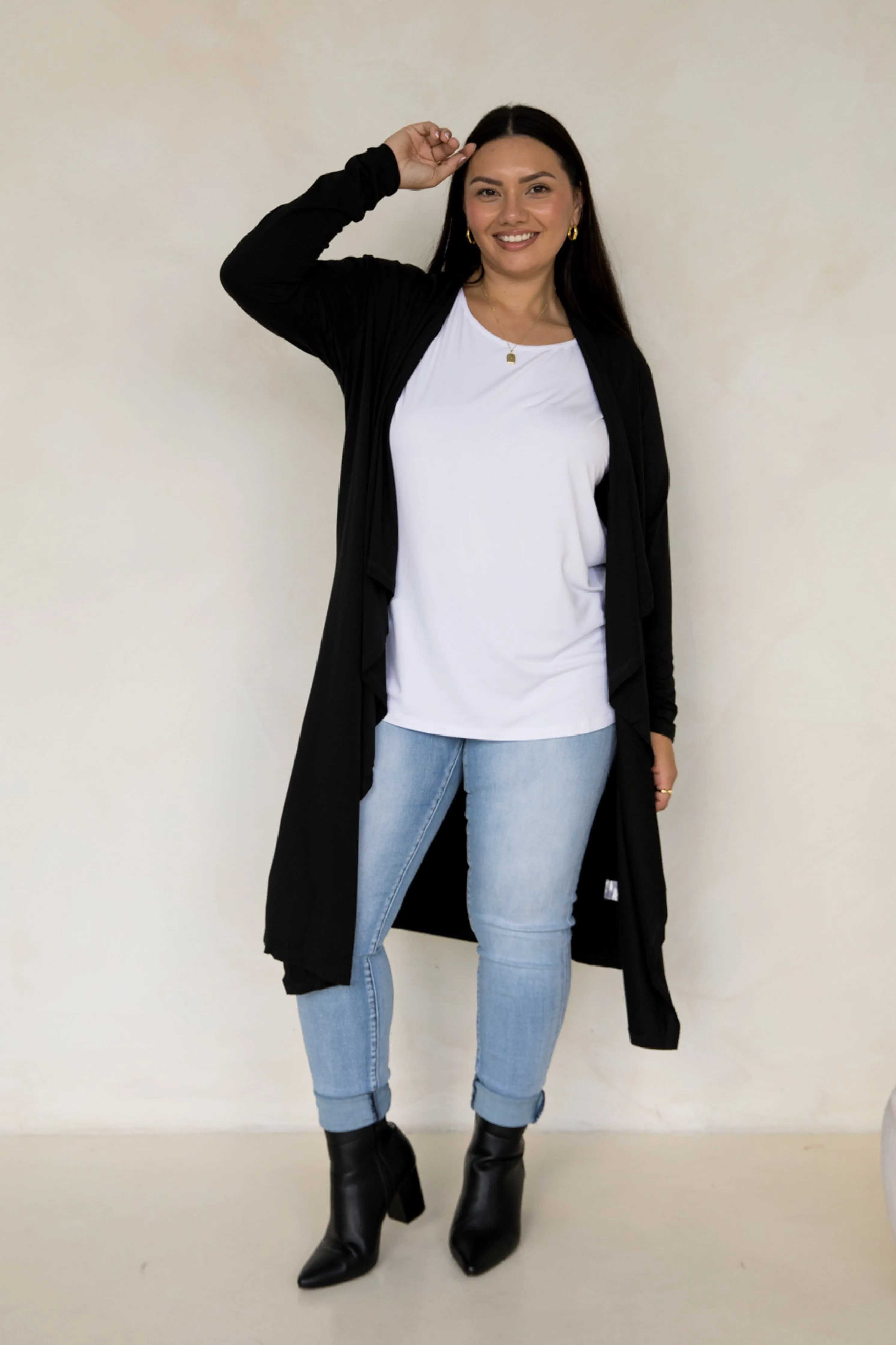 Flyaway Bamboo Cardigan in Black