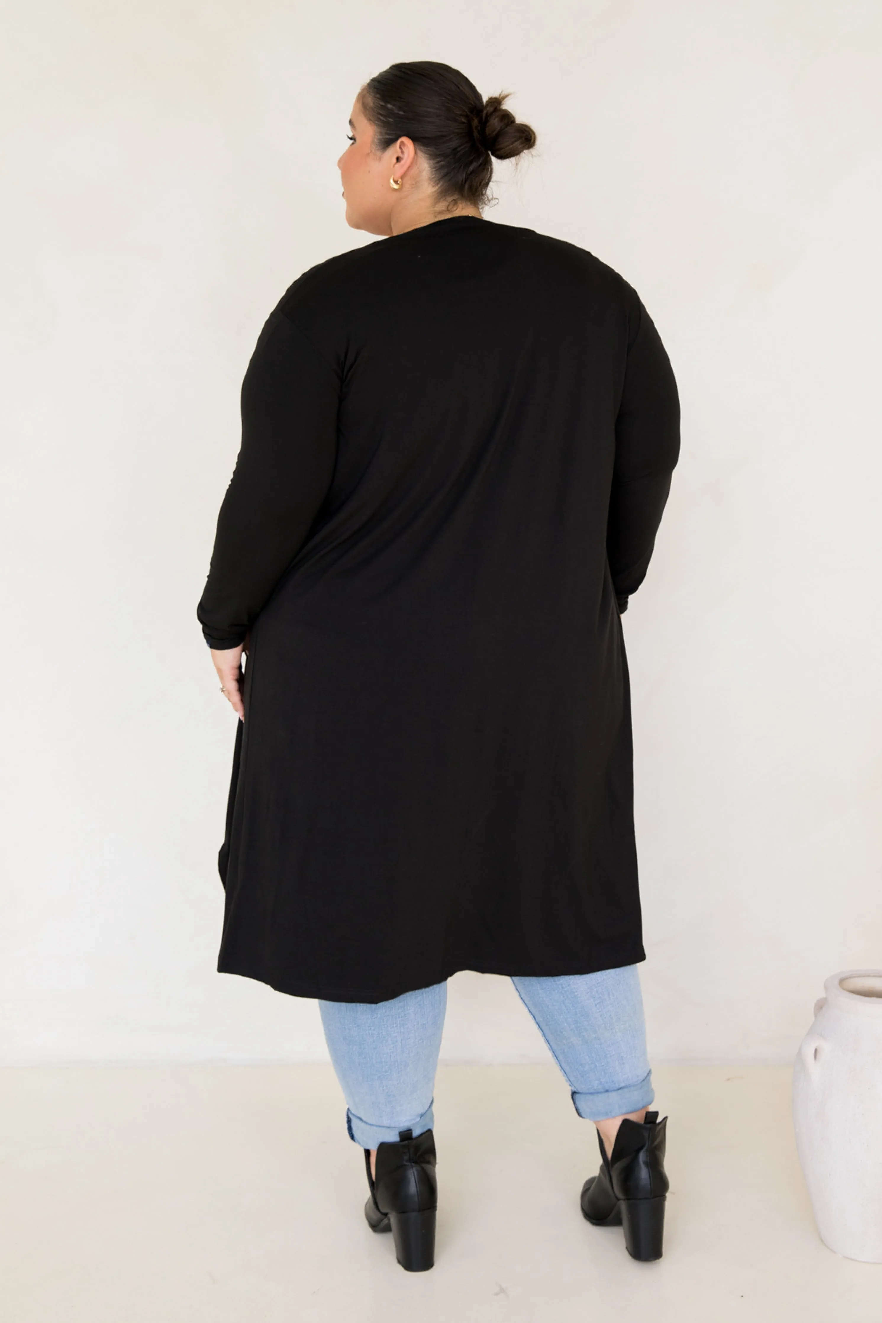 Flyaway Bamboo Cardigan in Black