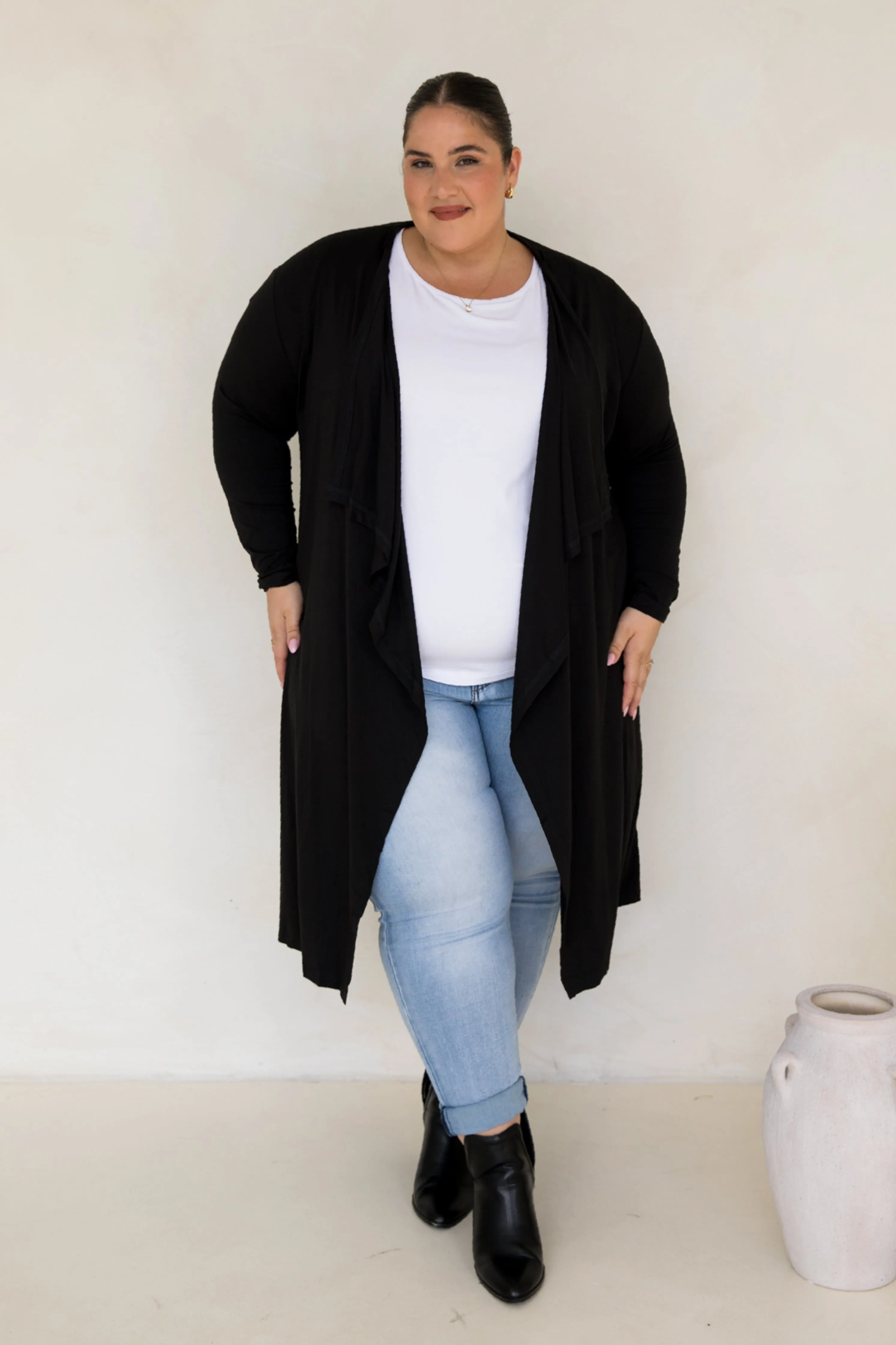 Flyaway Bamboo Cardigan in Black