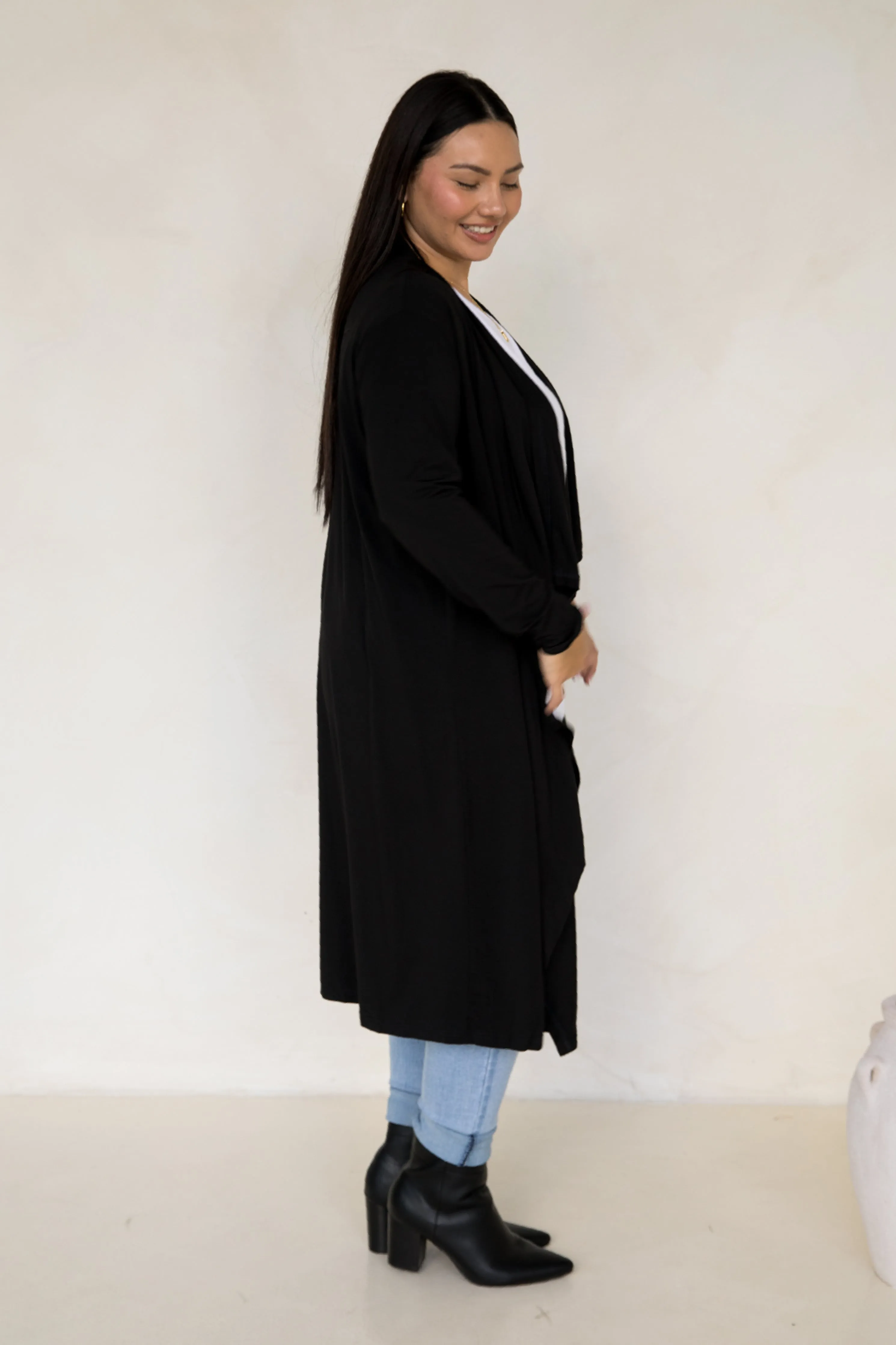 Flyaway Bamboo Cardigan in Black