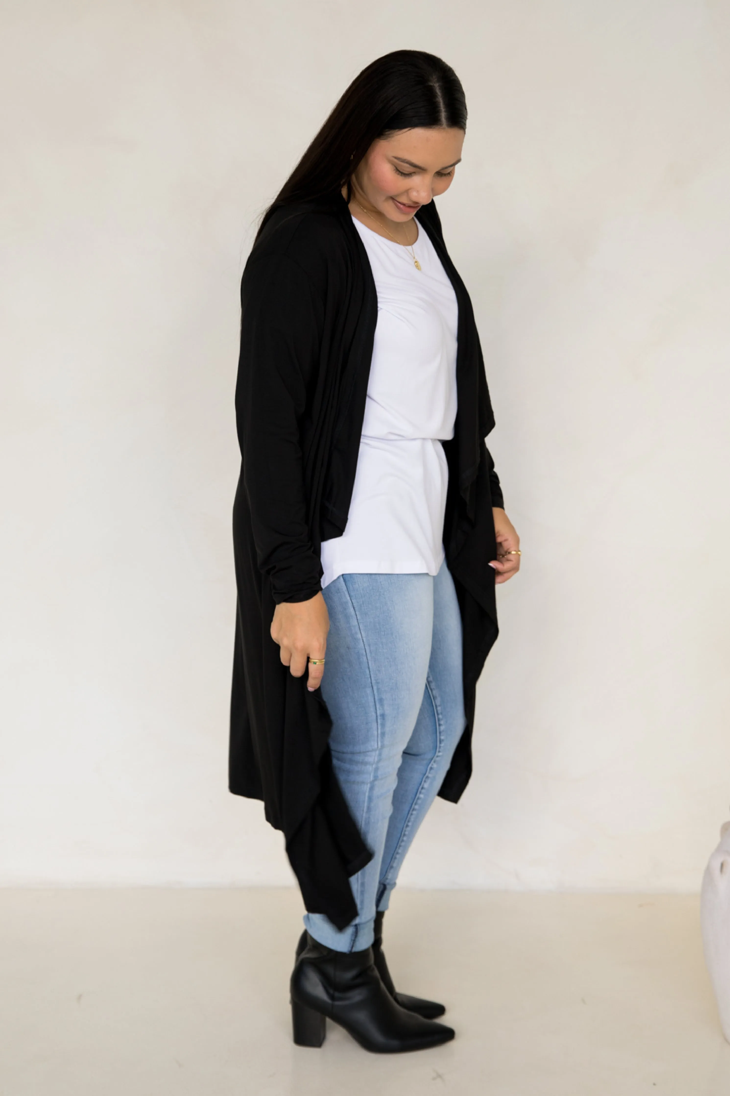 Flyaway Bamboo Cardigan in Black