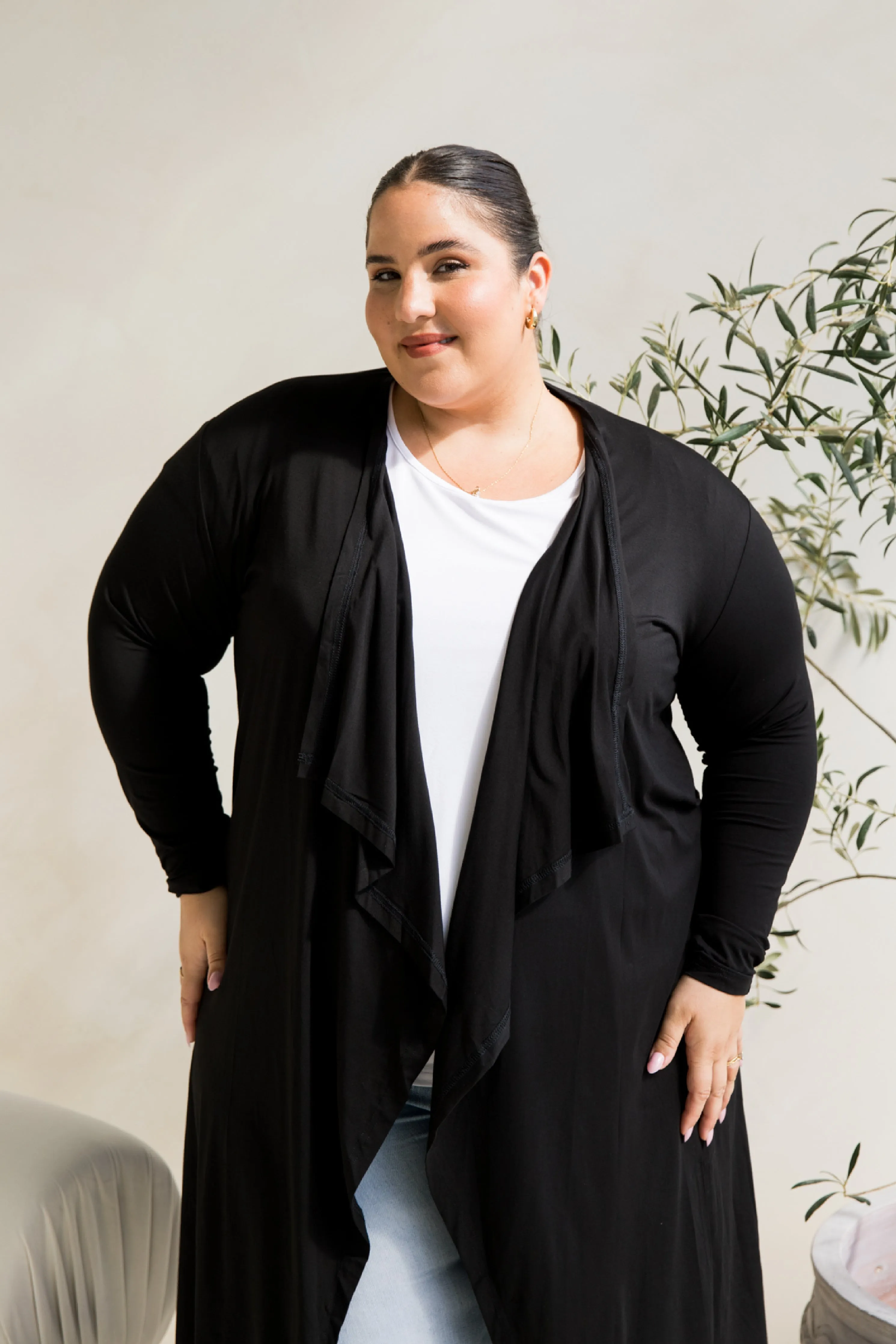 Flyaway Bamboo Cardigan in Black