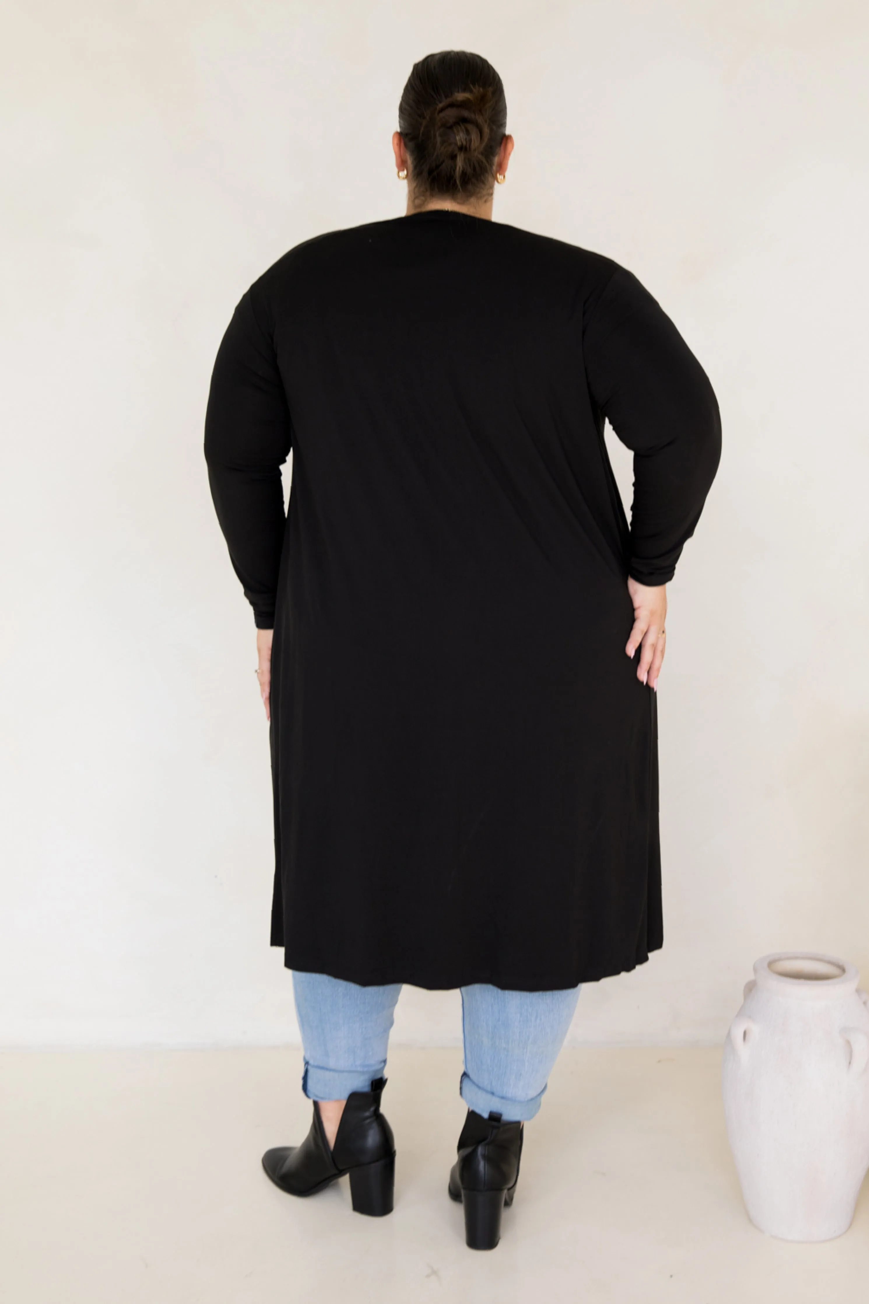 Flyaway Bamboo Cardigan in Black