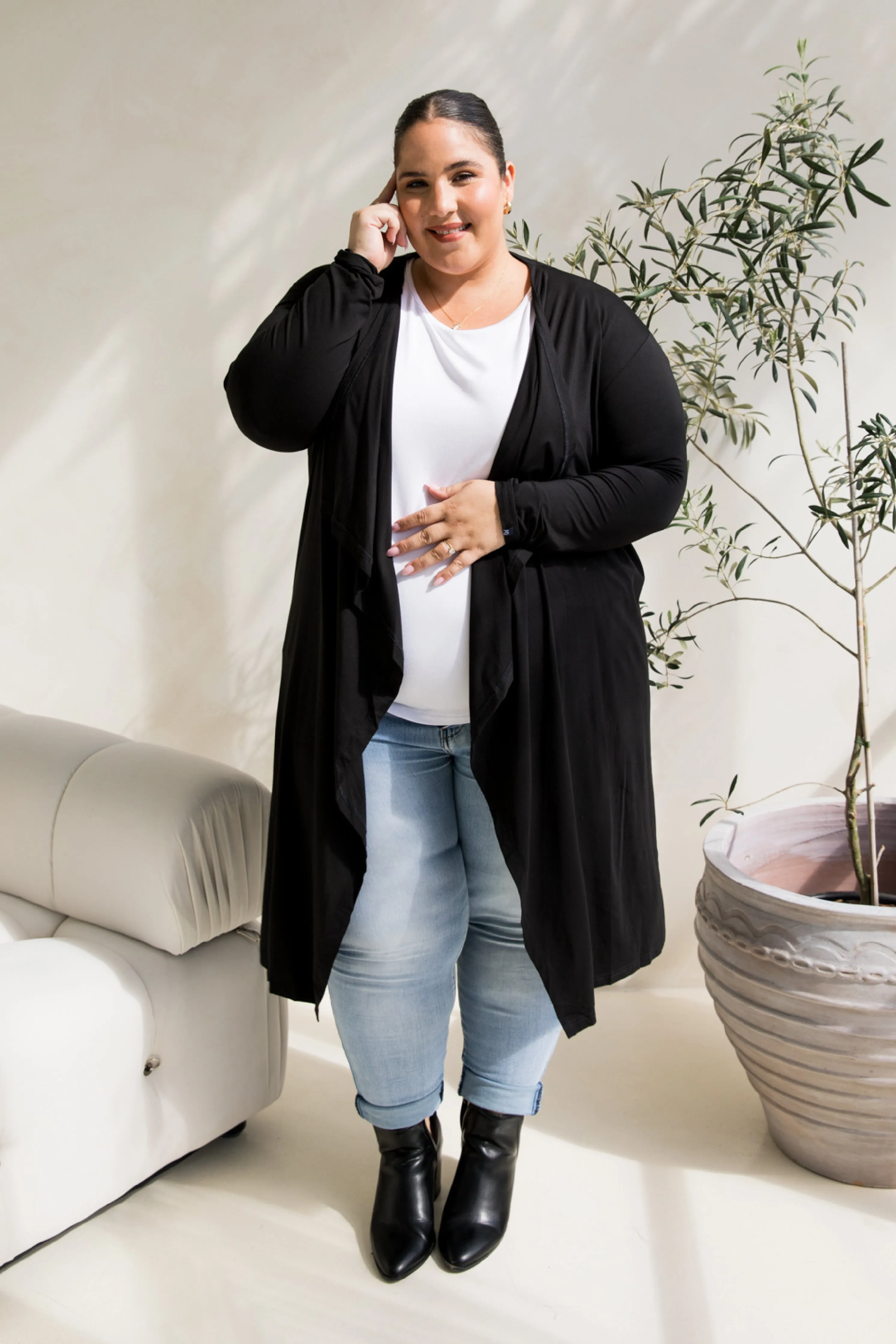 Flyaway Bamboo Cardigan in Black