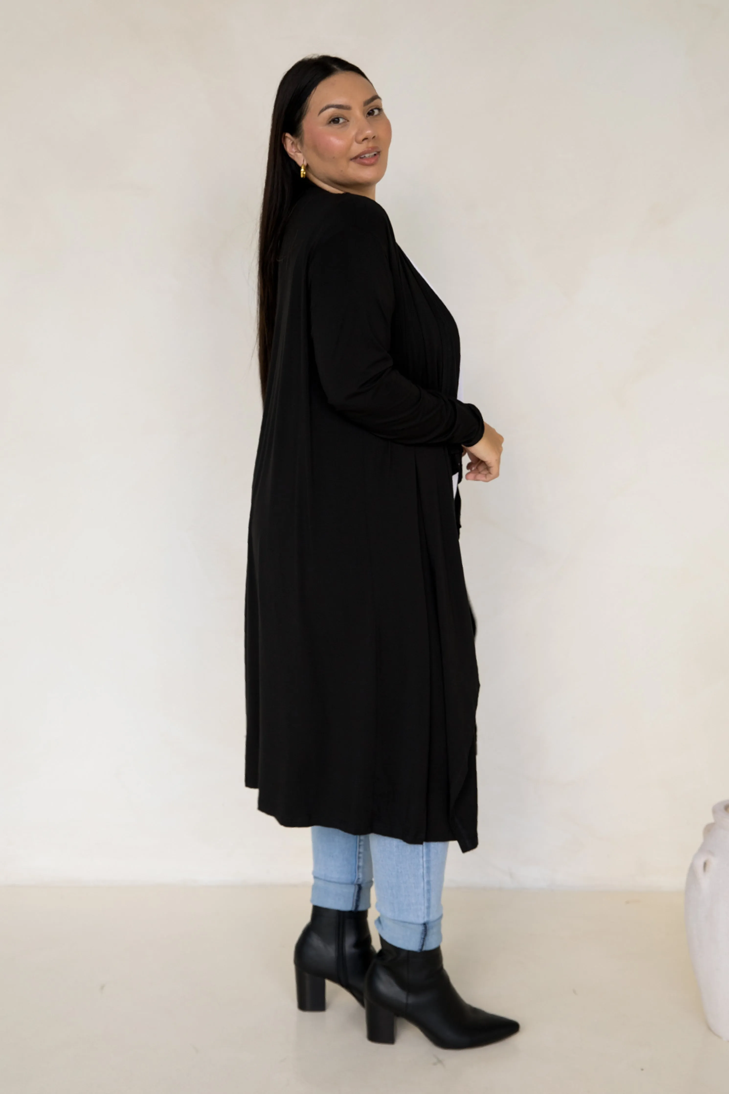 Flyaway Bamboo Cardigan in Black