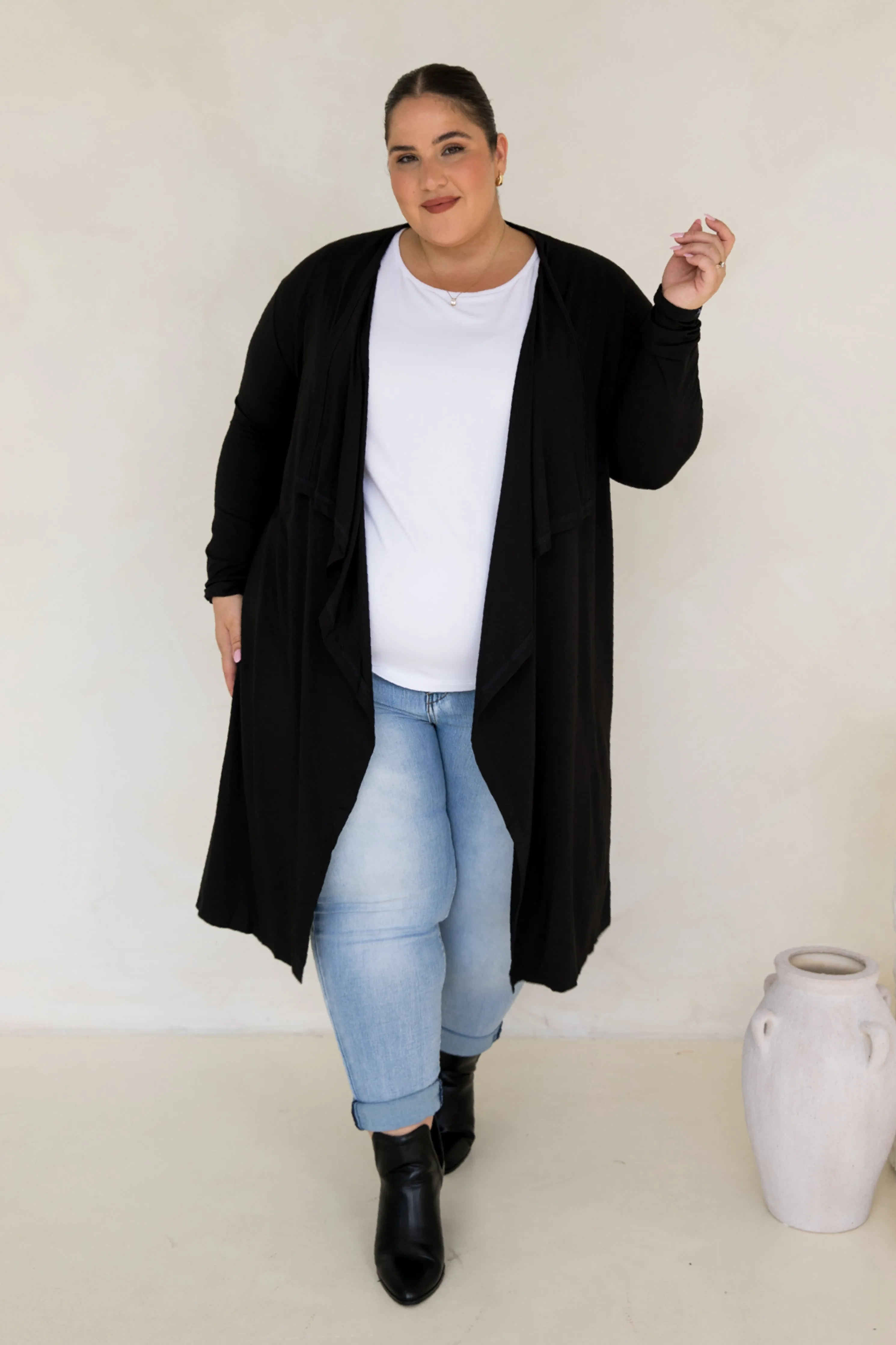 Flyaway Bamboo Cardigan in Black