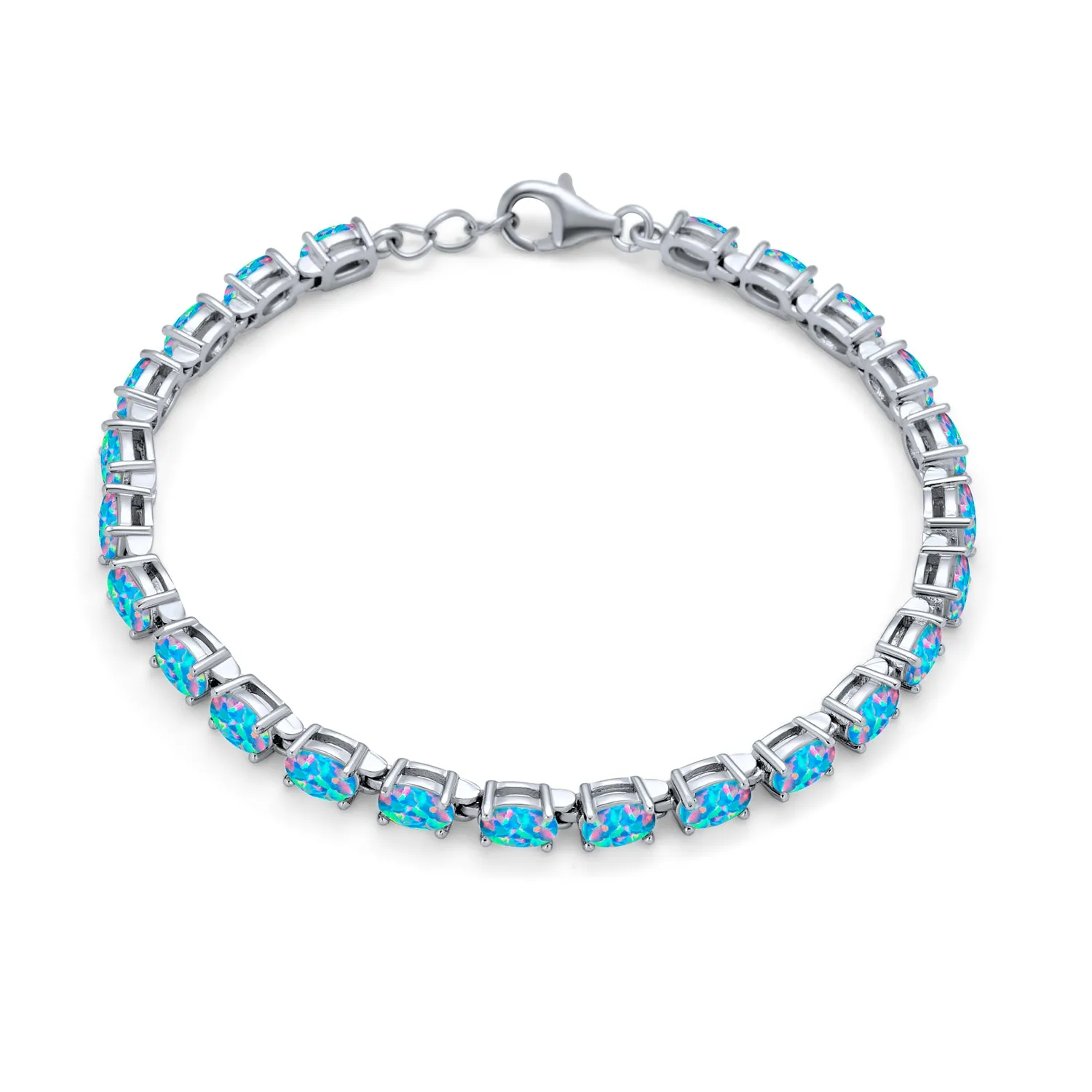 Gemstone Garnet Sapphire Amethyst Opal Tennis Bracelet Sterling Silver 7-7.5"