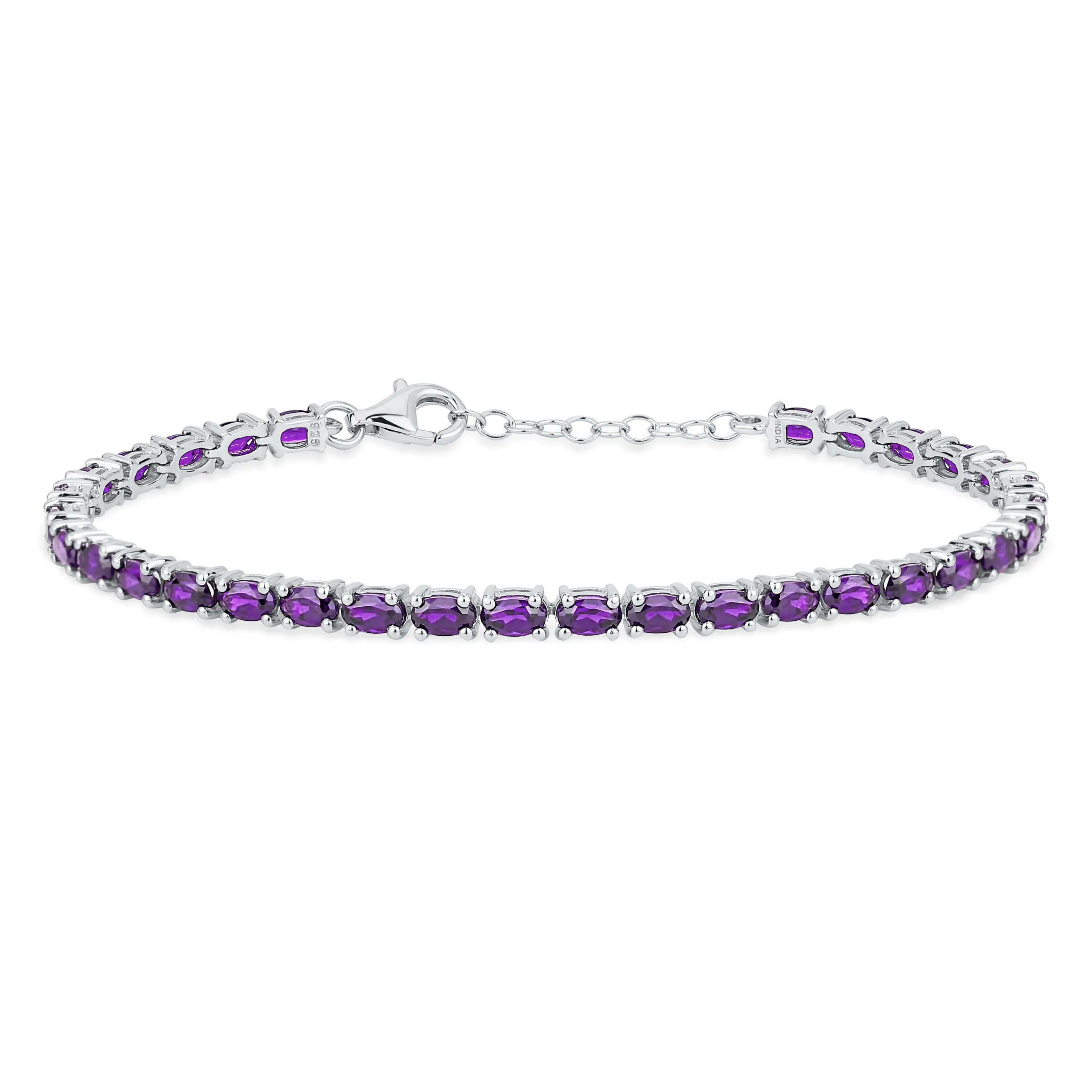 Gemstone Garnet Sapphire Amethyst Opal Tennis Bracelet Sterling Silver 7-7.5"