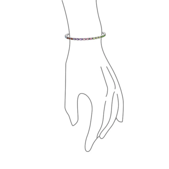 Gemstone Garnet Sapphire Amethyst Opal Tennis Bracelet Sterling Silver 7-7.5"