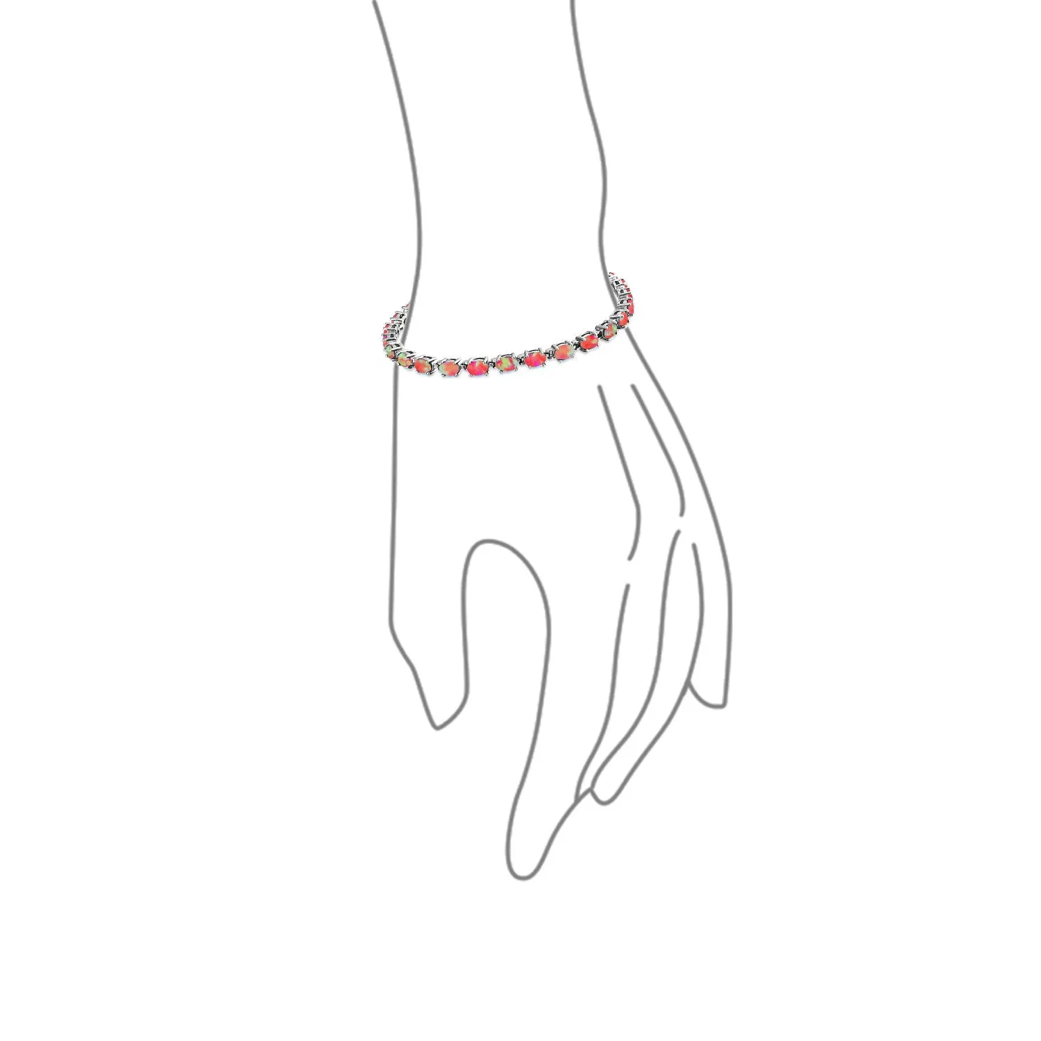 Gemstone Garnet Sapphire Amethyst Opal Tennis Bracelet Sterling Silver 7-7.5"