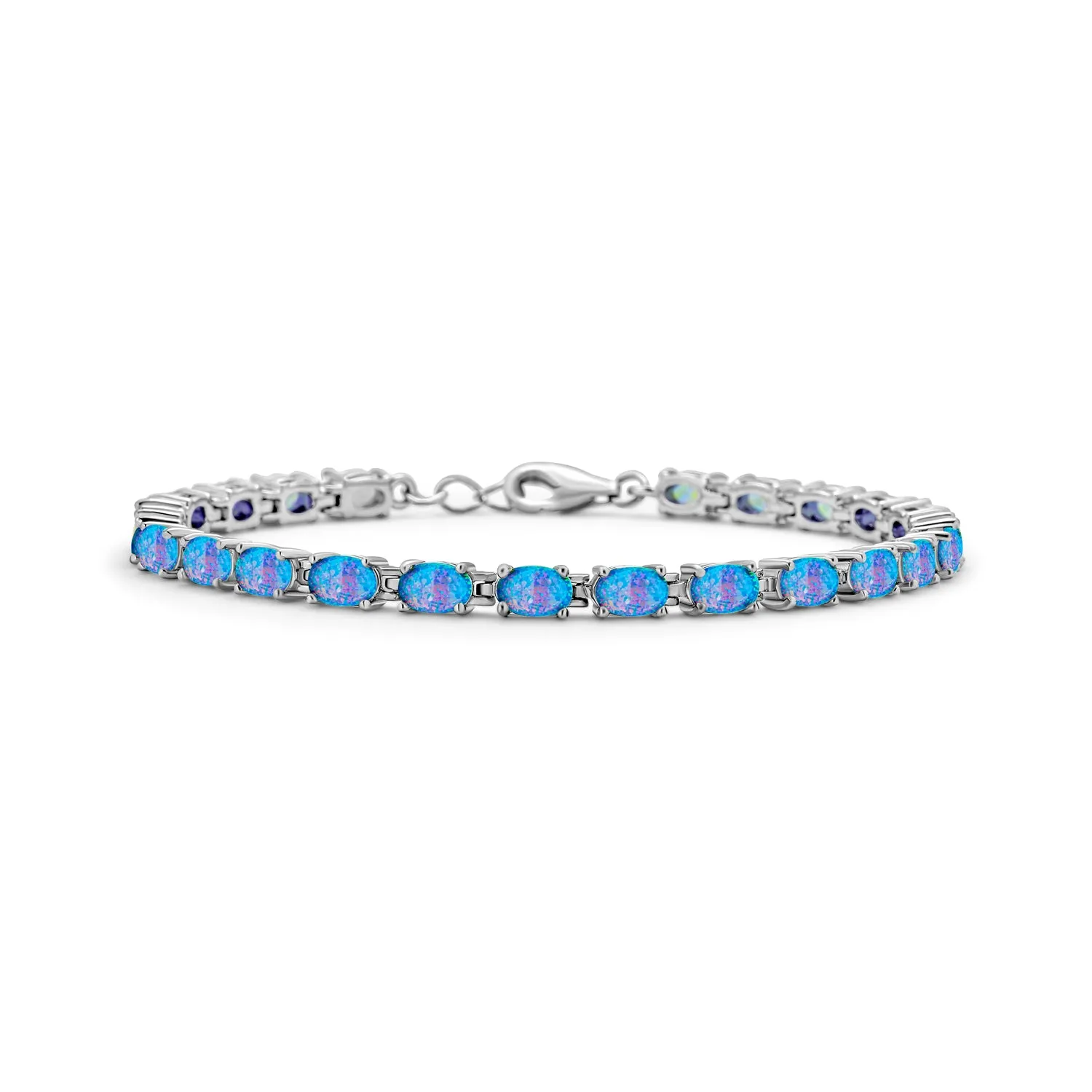 Gemstone Garnet Sapphire Amethyst Opal Tennis Bracelet Sterling Silver 7-7.5"