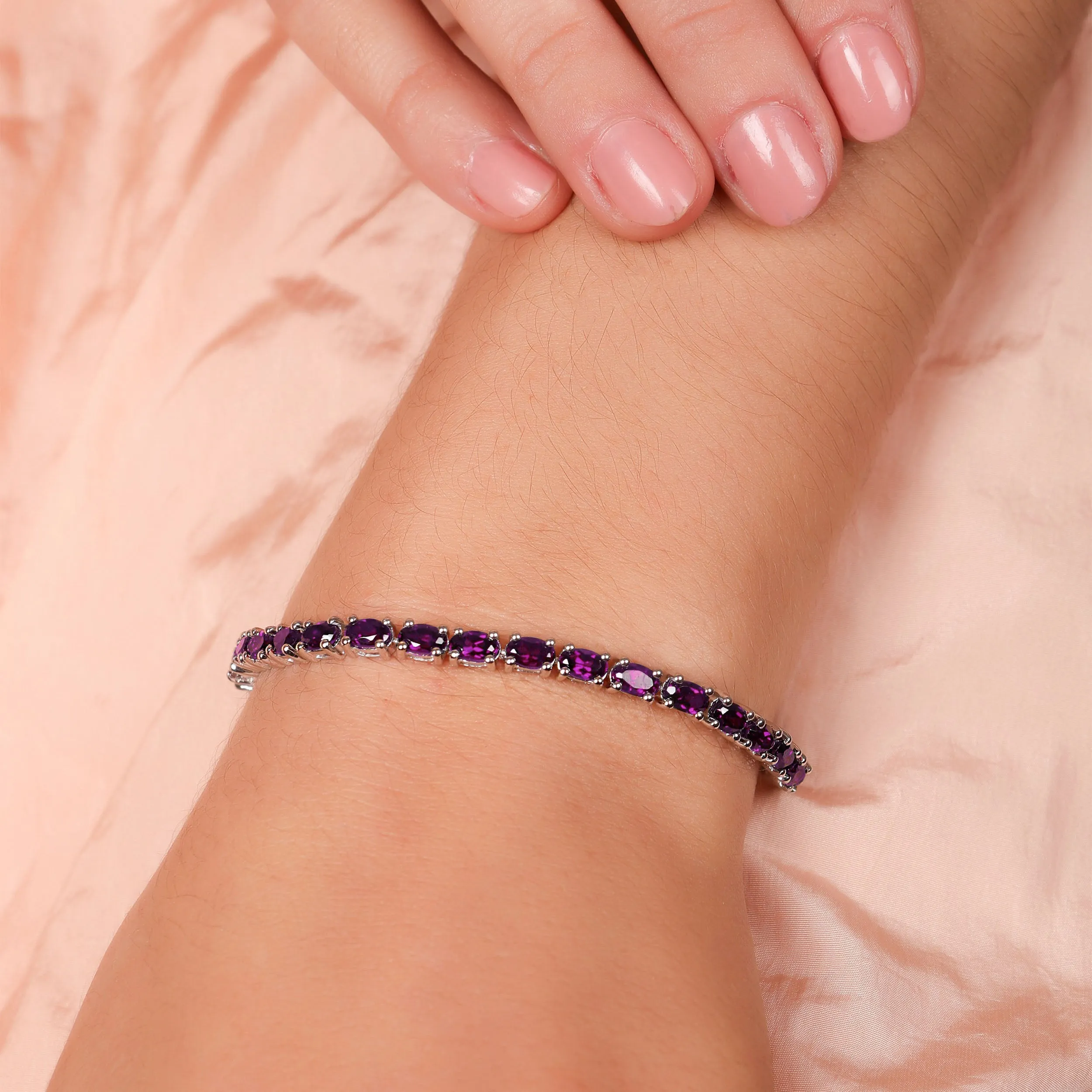 Gemstone Garnet Sapphire Amethyst Opal Tennis Bracelet Sterling Silver 7-7.5"
