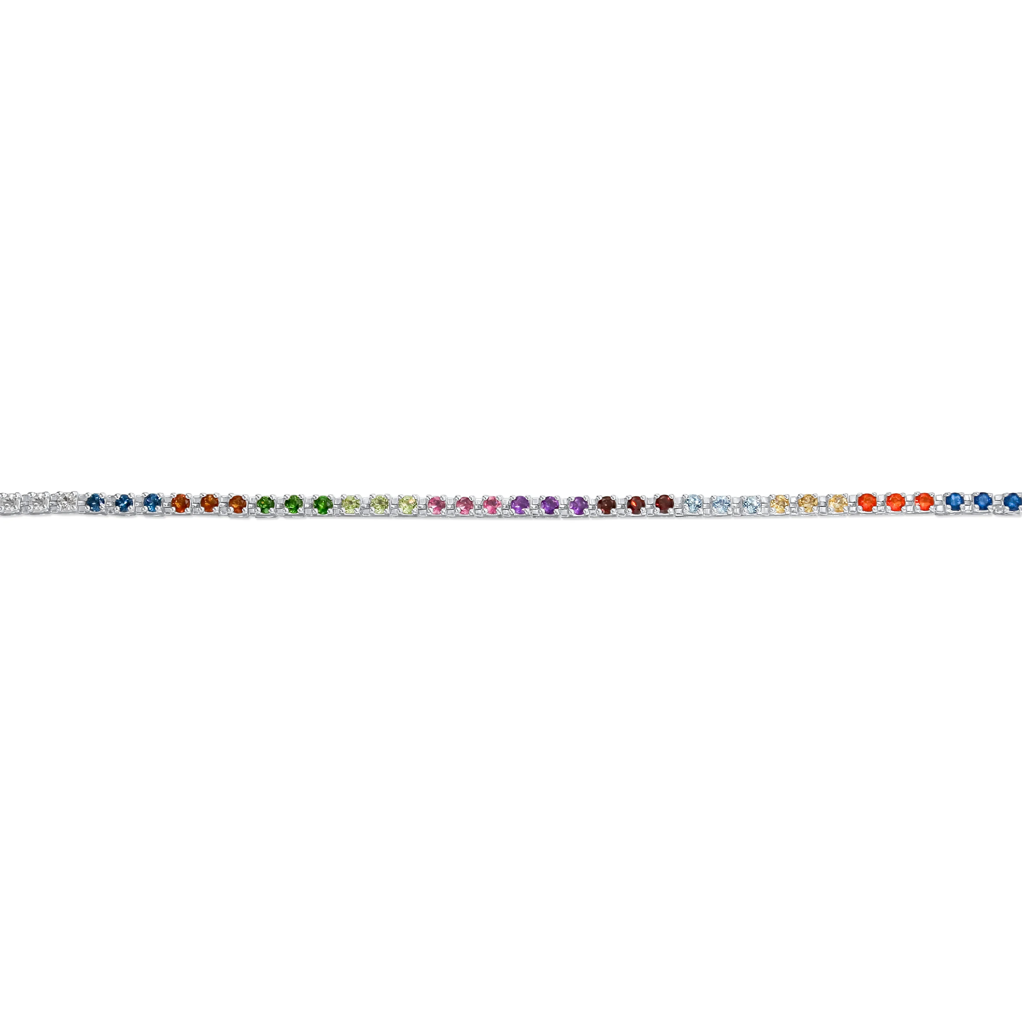 Gemstone Garnet Sapphire Amethyst Opal Tennis Bracelet Sterling Silver 7-7.5"