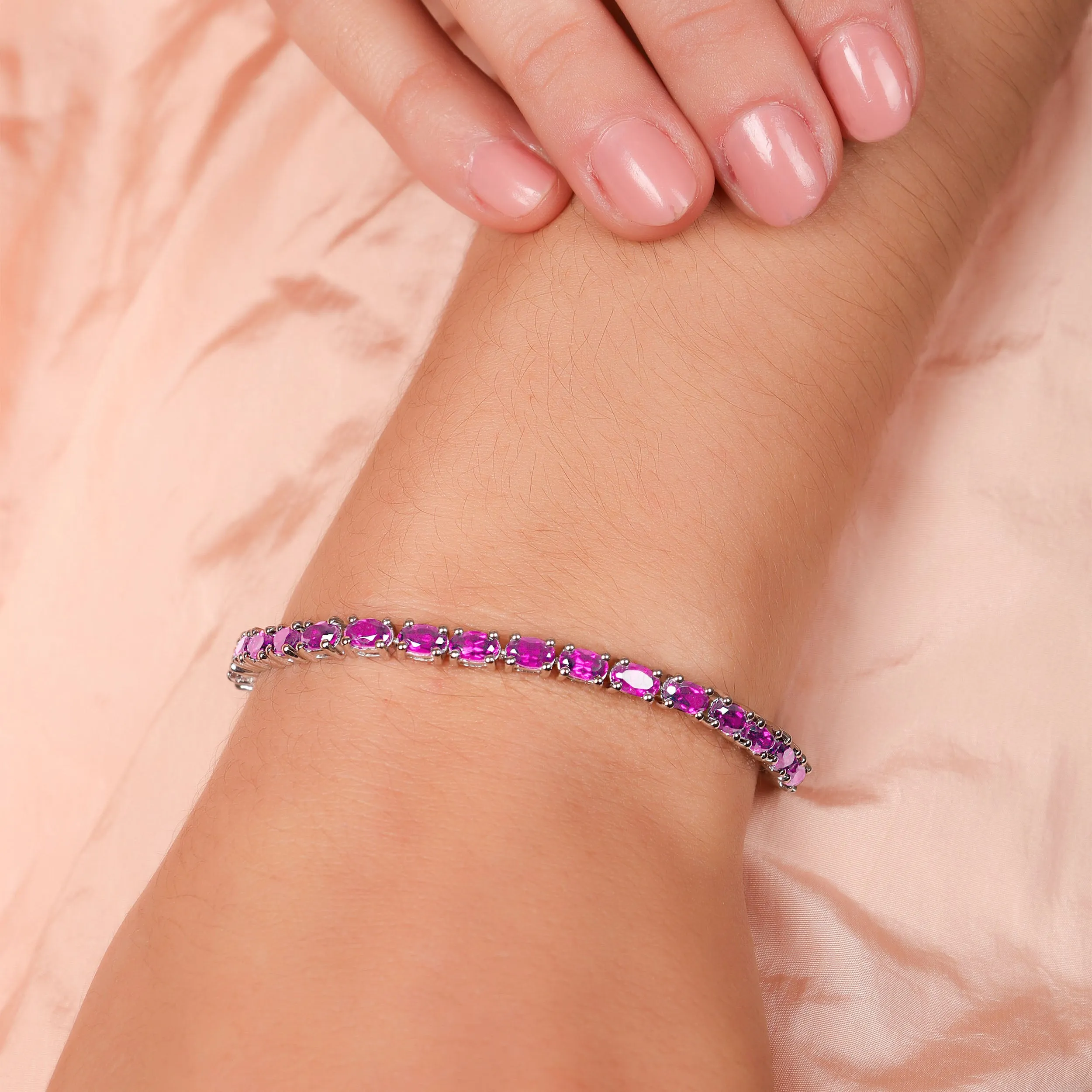Gemstone Garnet Sapphire Amethyst Opal Tennis Bracelet Sterling Silver 7-7.5"
