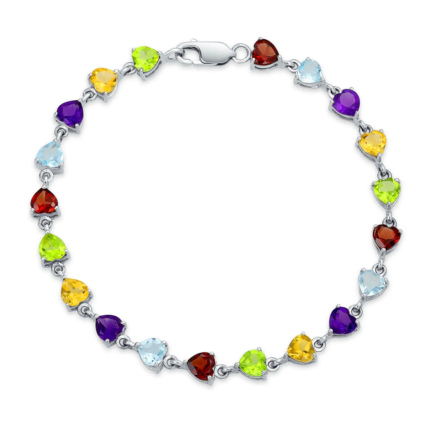 Gemstone Garnet Sapphire Amethyst Opal Tennis Bracelet Sterling Silver 7-7.5"