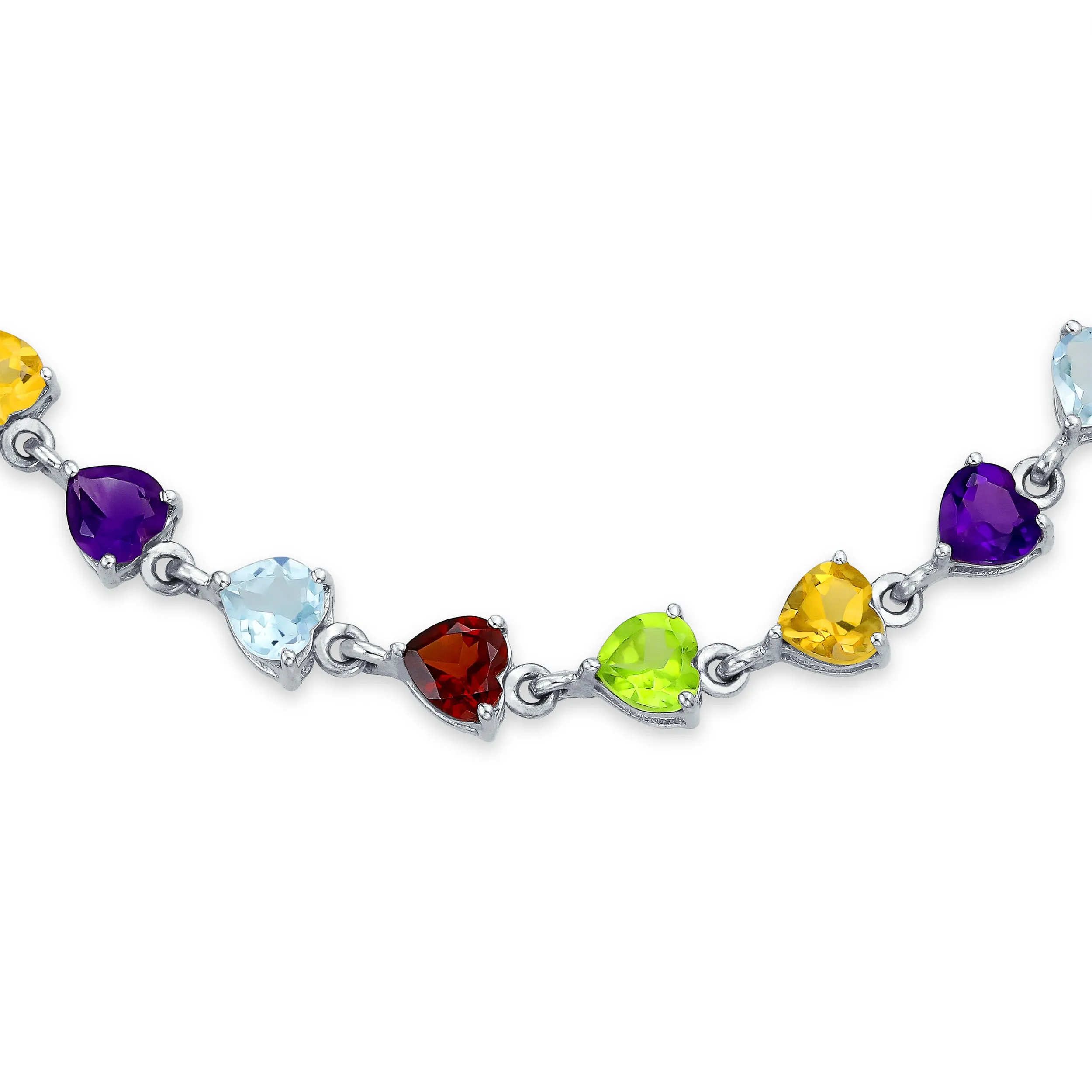 Gemstone Garnet Sapphire Amethyst Opal Tennis Bracelet Sterling Silver 7-7.5"