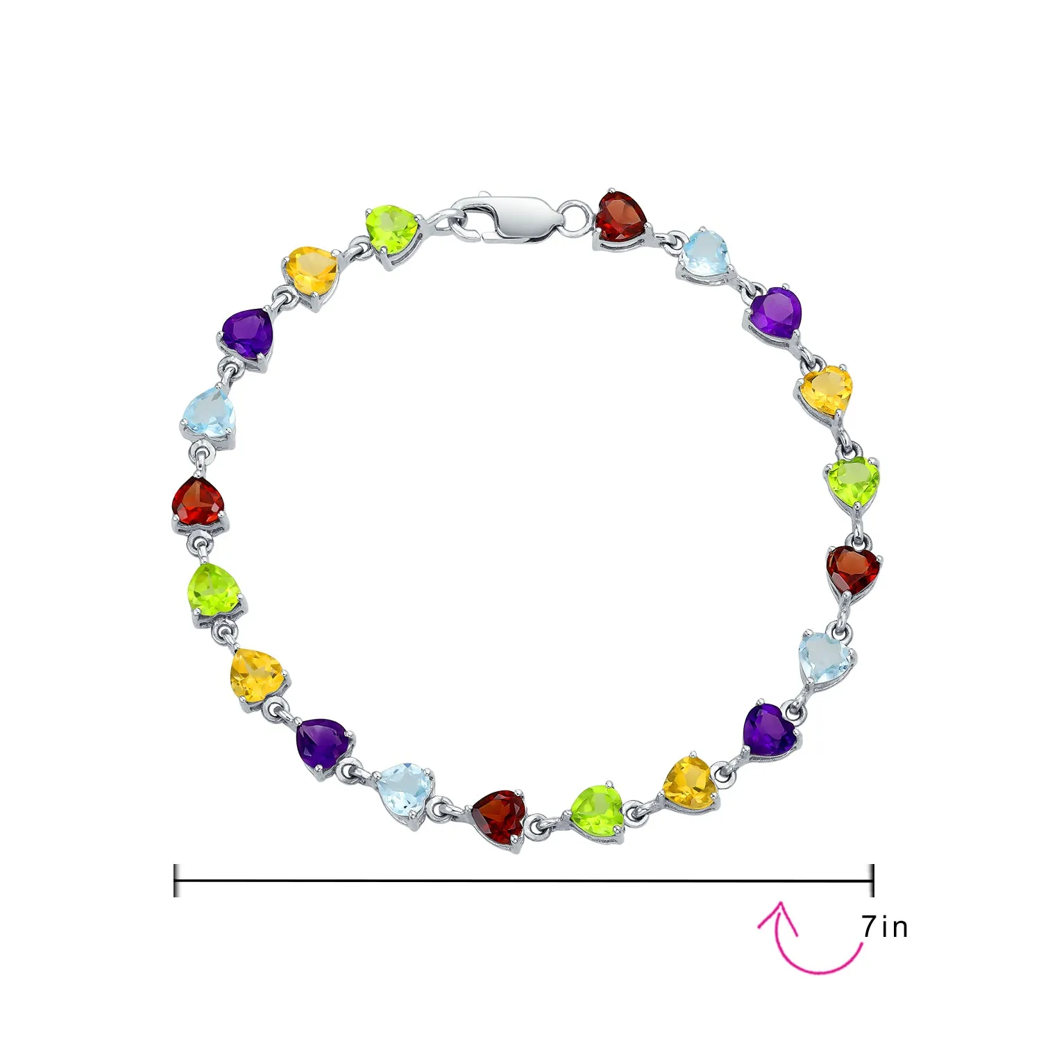 Gemstone Garnet Sapphire Amethyst Opal Tennis Bracelet Sterling Silver 7-7.5"