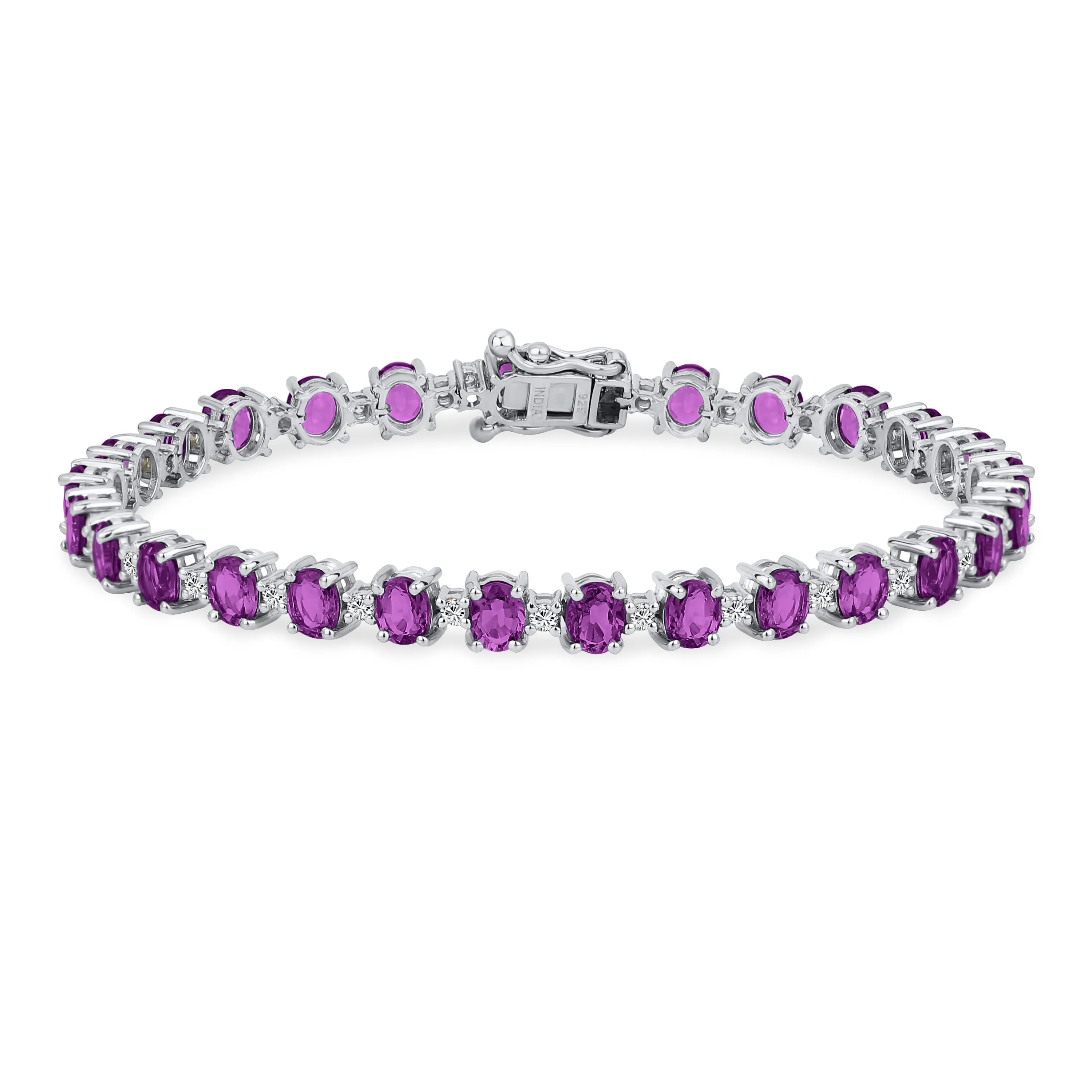 Gemstone Garnet Sapphire Amethyst Opal Tennis Bracelet Sterling Silver 7-7.5"