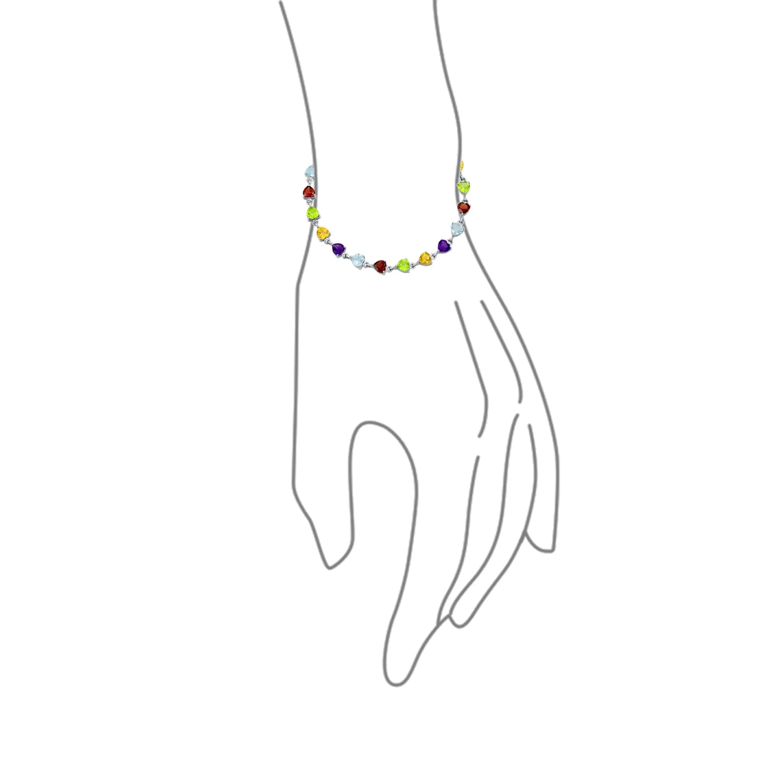 Gemstone Garnet Sapphire Amethyst Opal Tennis Bracelet Sterling Silver 7-7.5"