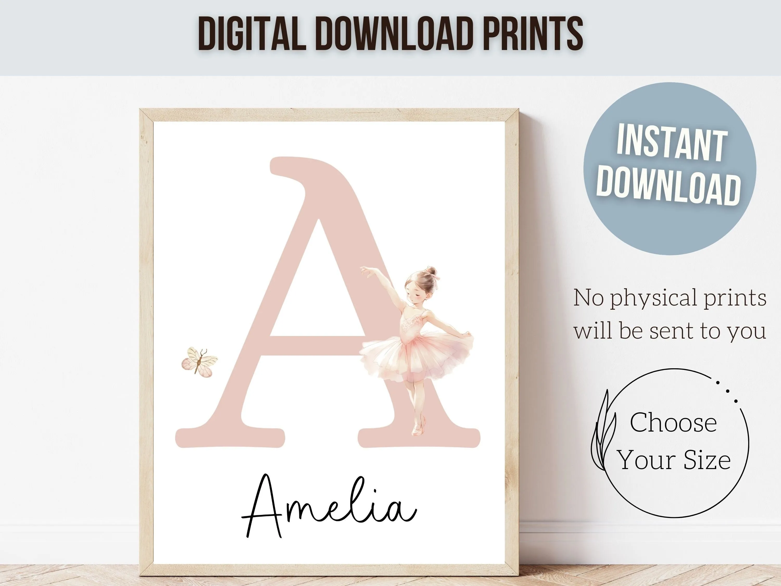Girls Ballet Nursery Prints - Personalised Set 1