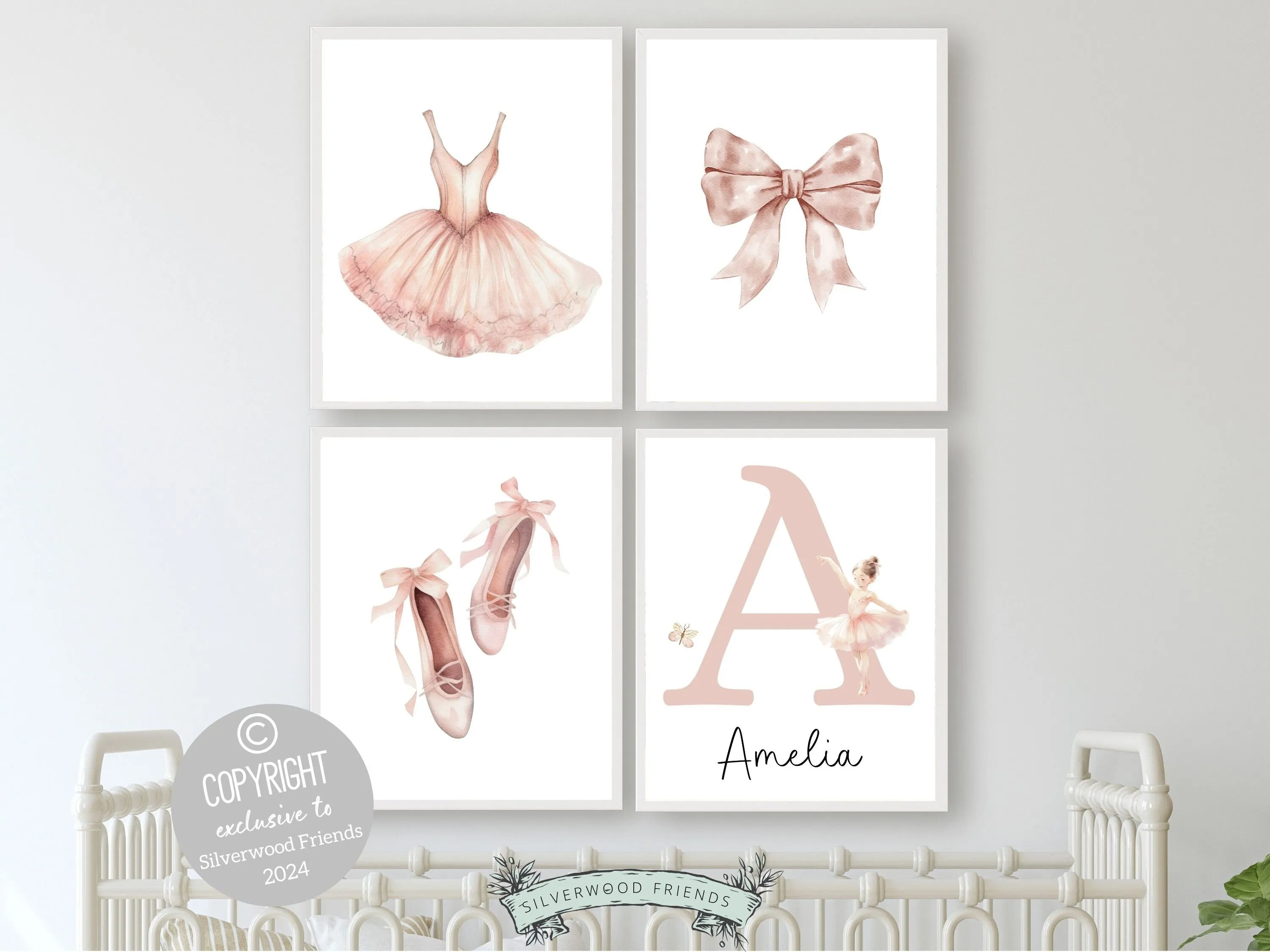 Girls Ballet Nursery Prints - Personalised Set 1