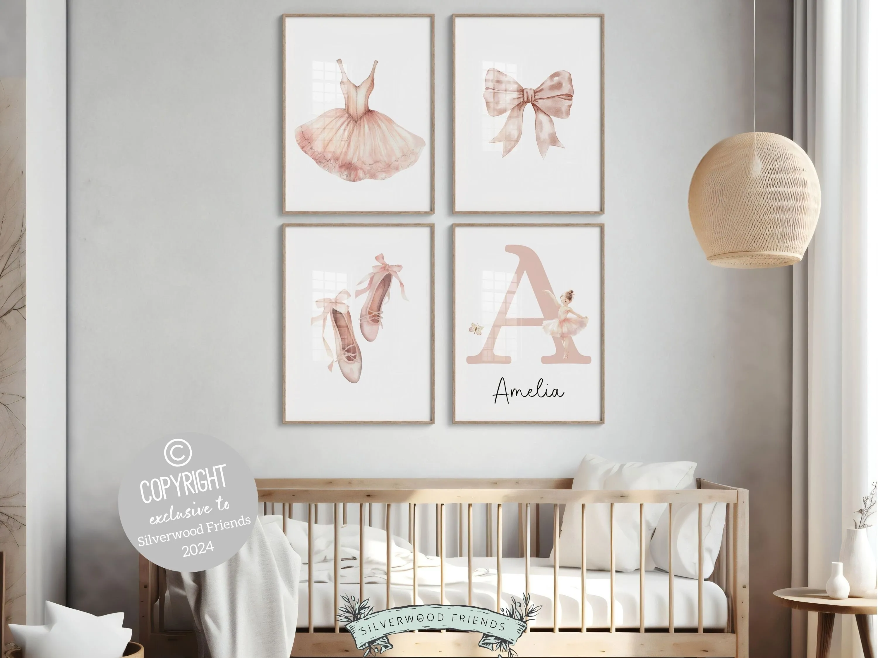 Girls Ballet Nursery Prints - Personalised Set 1