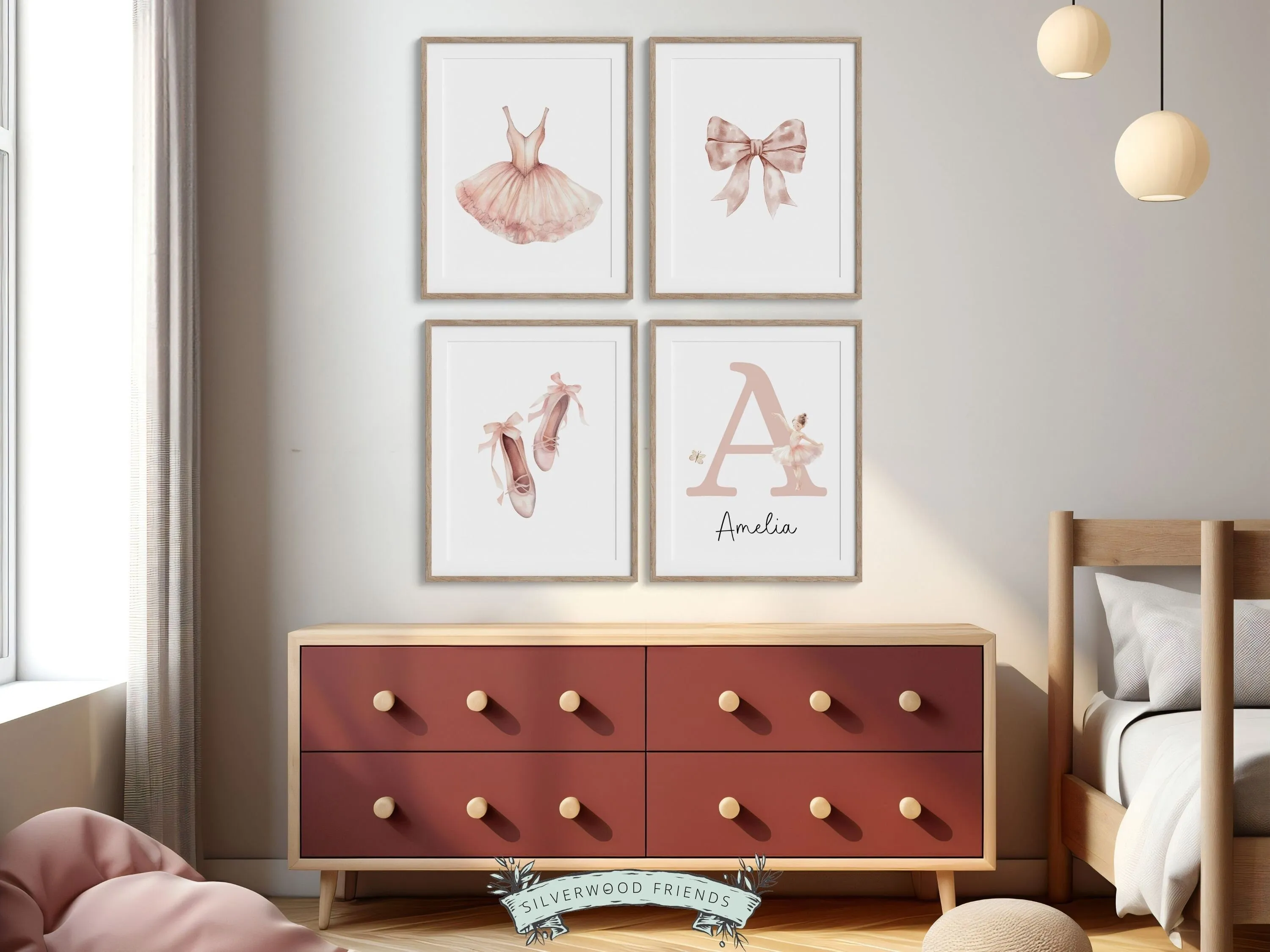 Girls Ballet Nursery Prints - Personalised Set 1
