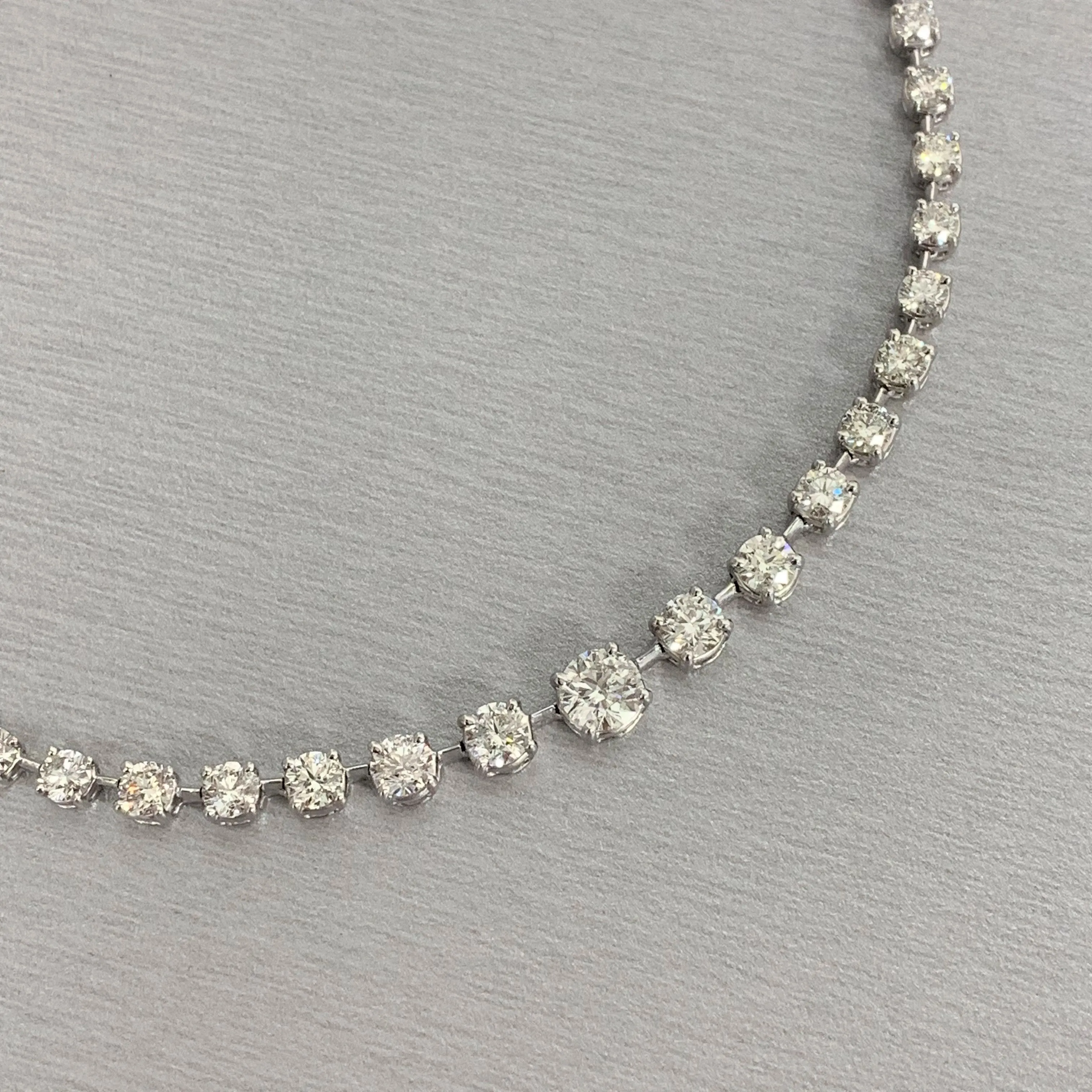 Graduated Space Riviera Tennis Necklace (11.53 ct Diamonds) in Platinum