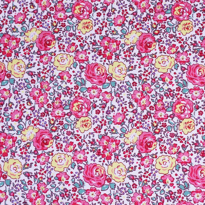 Great Value - Wide Width Floral Cotton - Pink and Yellow - Belinda