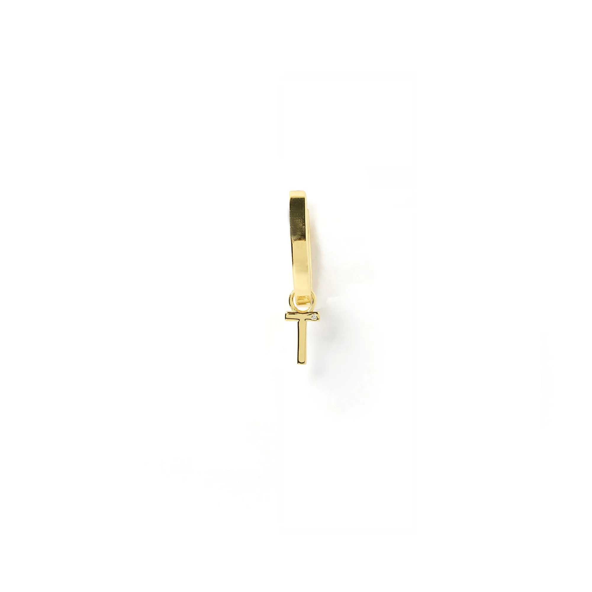 Initial Gold Charm Earring