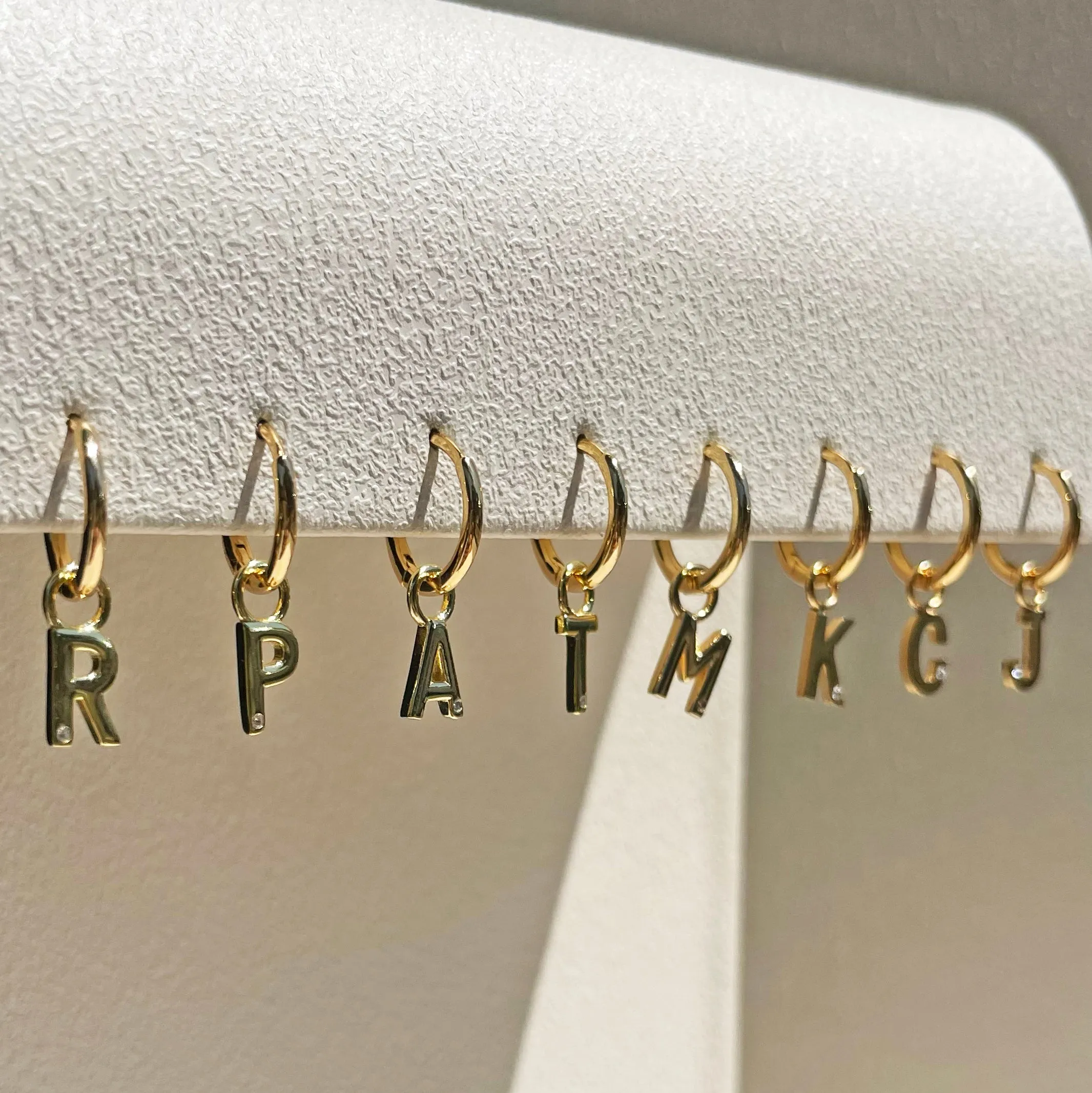 Initial Gold Charm Earring
