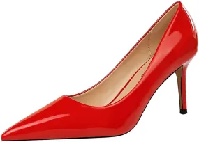 JOEupin Women's High Heel Slip on Pumps Pointed Toe Classic Fashion 3inch Party Stiletto Heels Dress Office Shoes 014