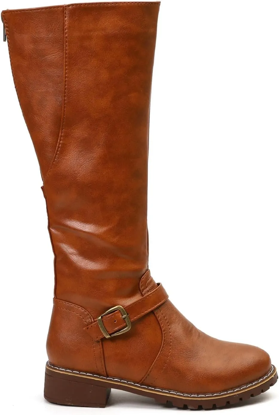 Knee High Boots for Women Tall Boots Comfortable with Metal Buckle and Zipper Mid Calf Knee High Riding