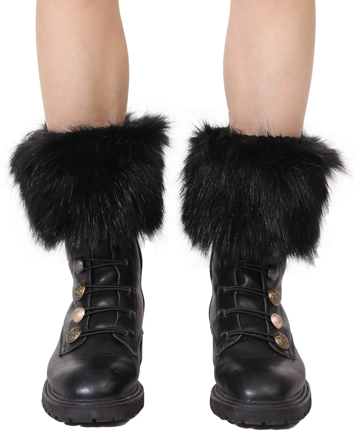 LA CARRIE Women Faux Fur Plush Leg Warmers Short Furry Fuzzy Leg Cuffs Girls Winter Knitted Boot